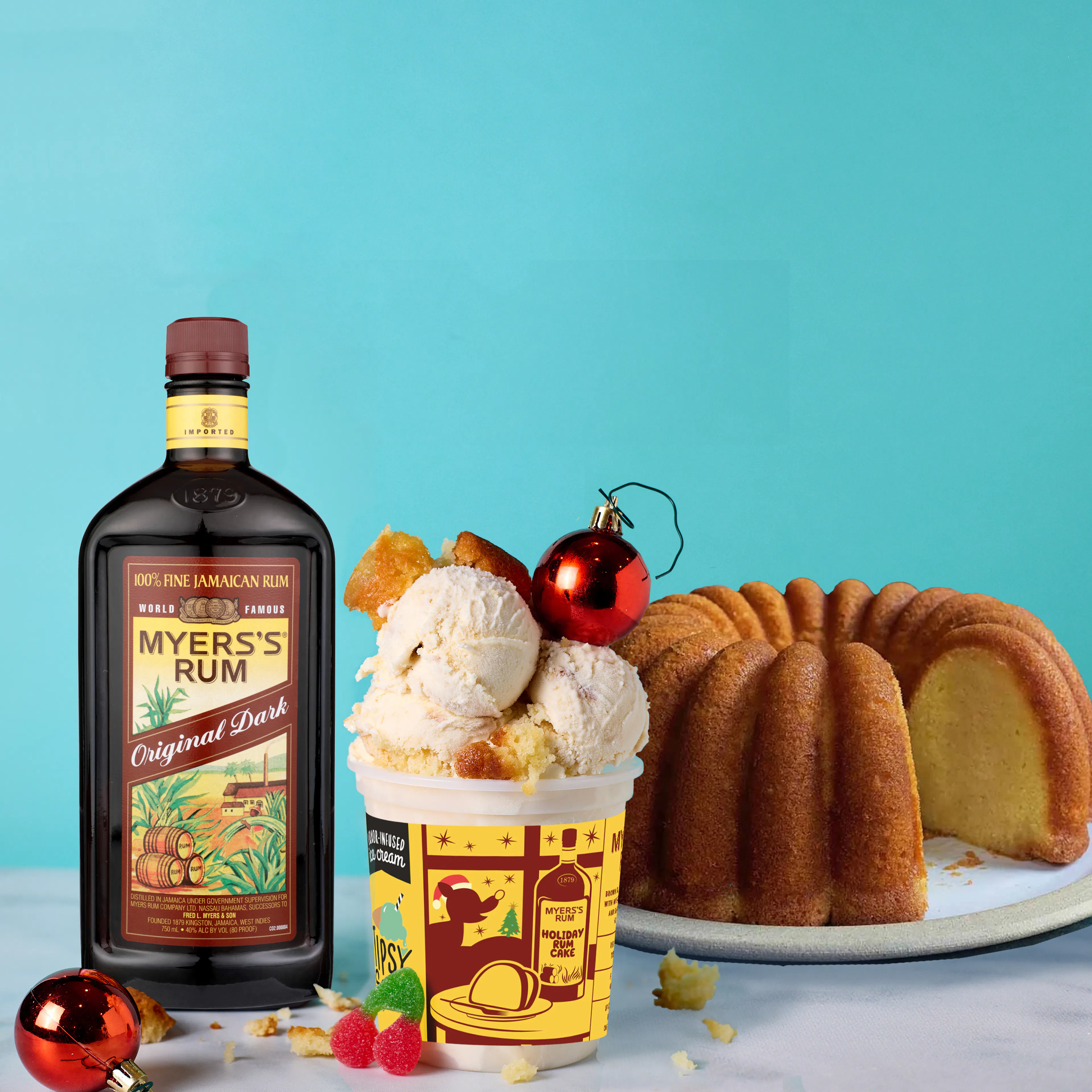 "Rum Rum Rudolph" Rum Cake Ice Cream + Tote Bag - 4 Pints by Tipsy Scoop Boozy Ice Cream - Alternate image 2