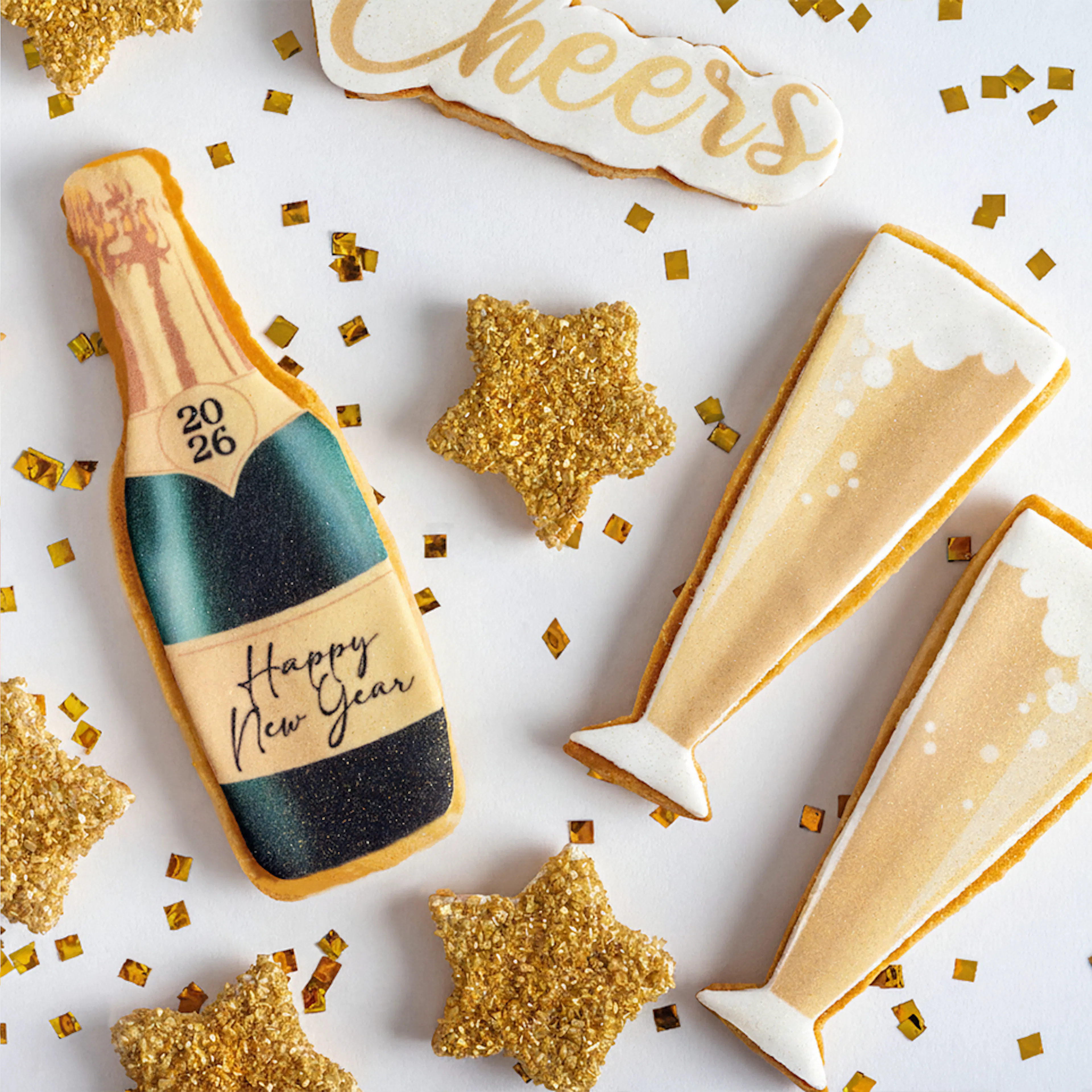 "Cheers to the New Year" Shortbread Cookies - 10 Pack by Sweet E's Bake Shop