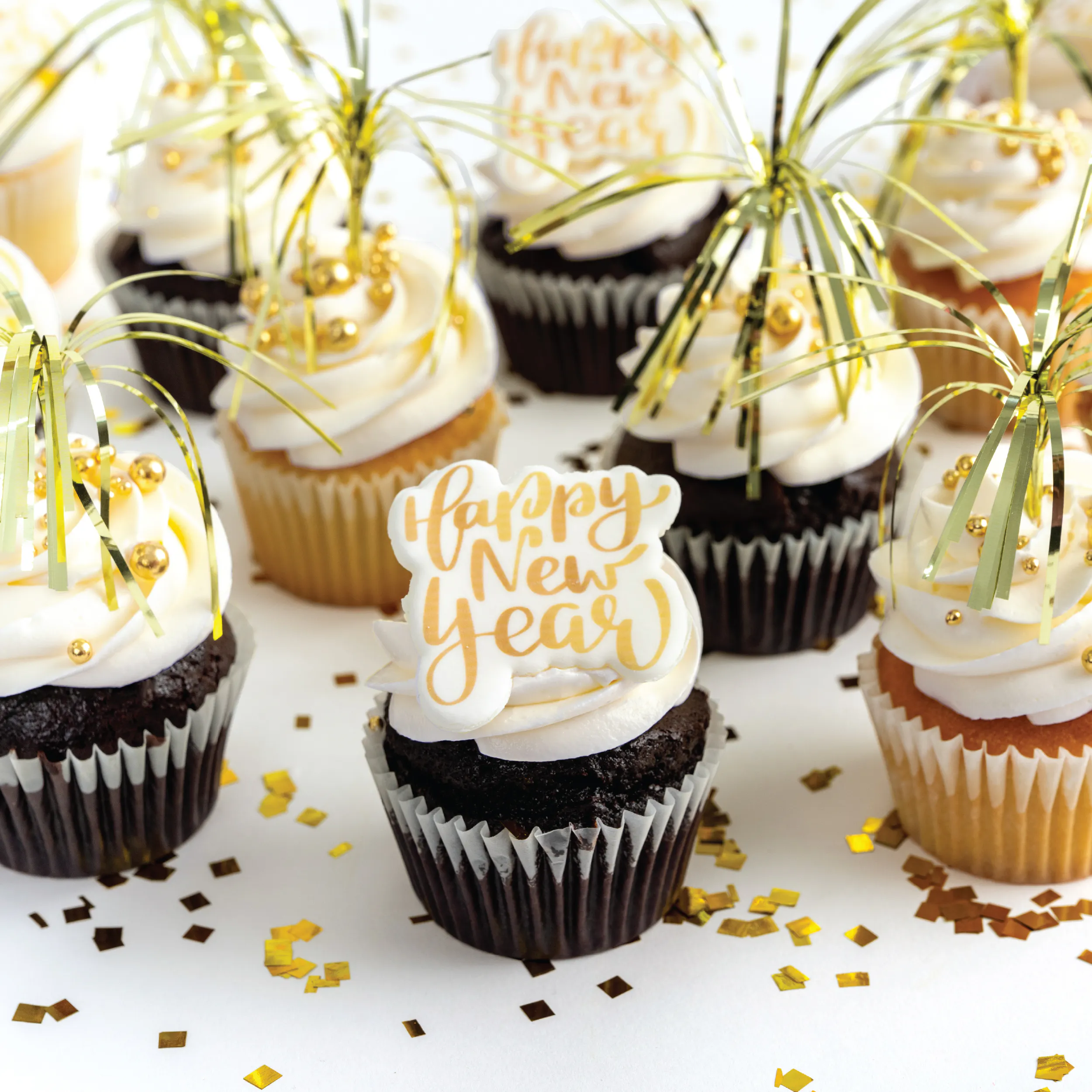 Happy New Year Firework Assorted Cupcakes - 12 Pack by Sweet E's Bake Shop