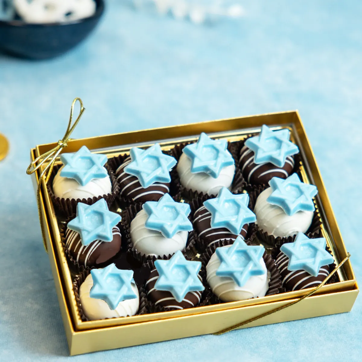 Hanukkah Chocolate Praline Truffles - 12 Pack by Elegant Desserts