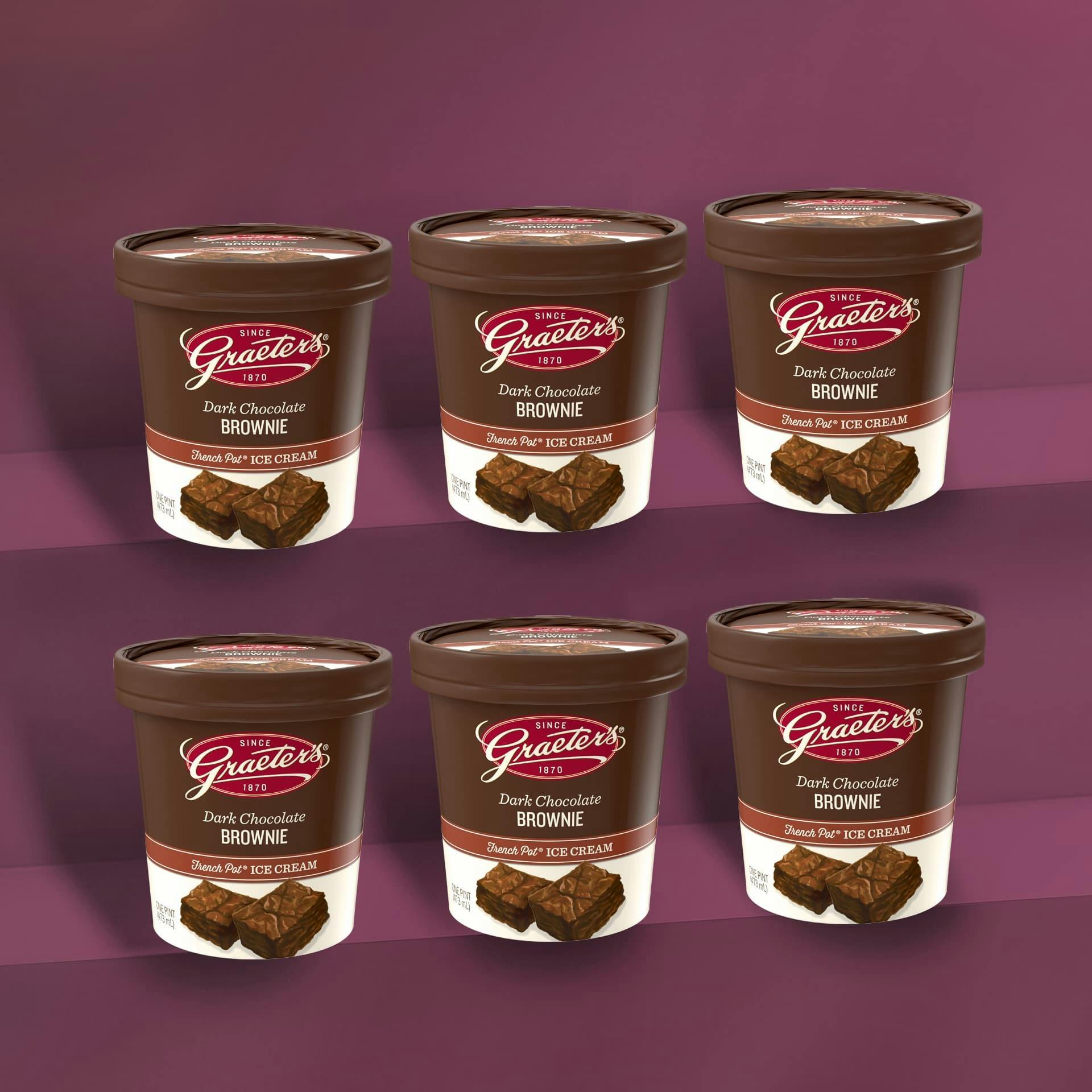 Dark Chocolate Brownie Ice Cream - 6 Pints by Graeter's Ice Cream
