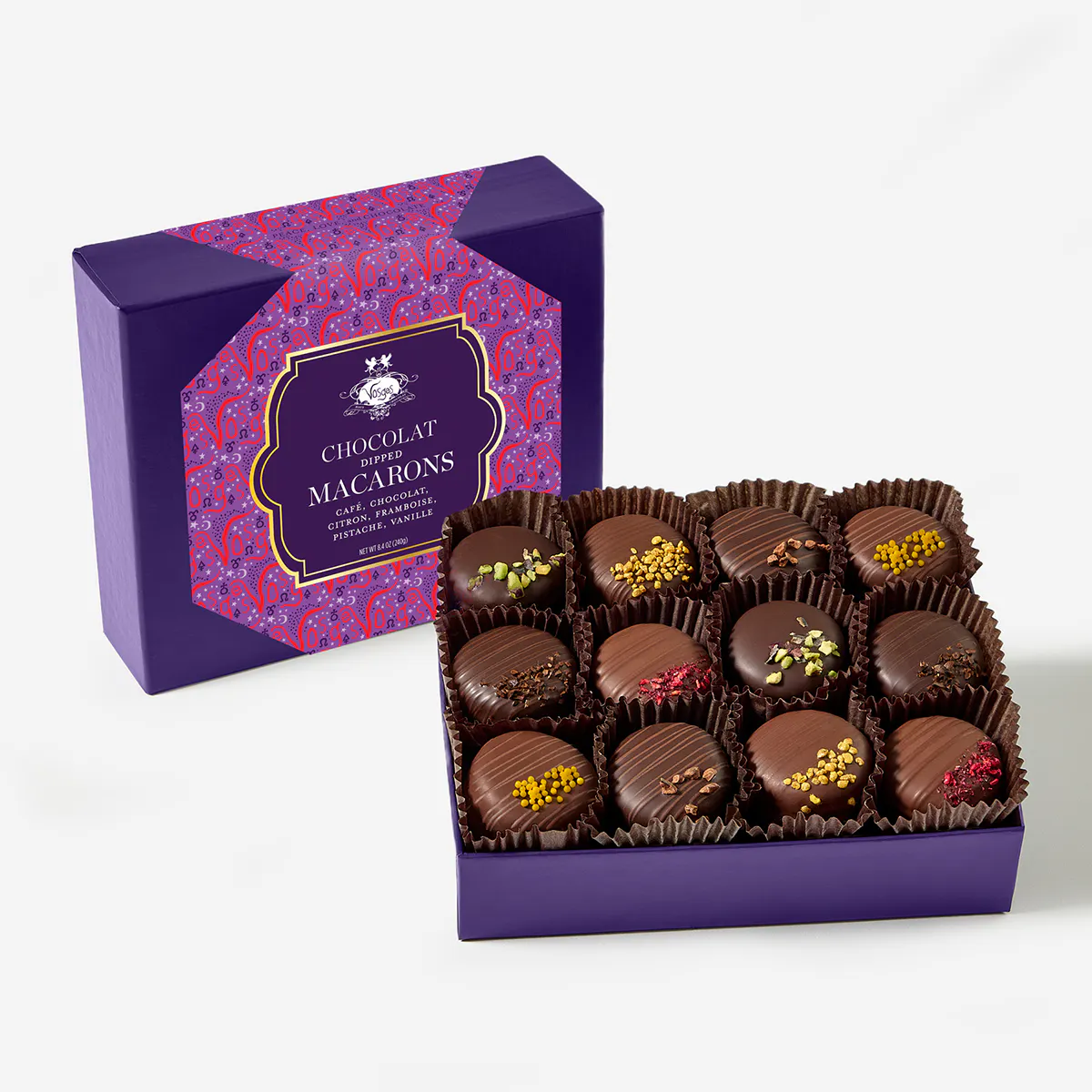 Chocolate Dipped Macaron Collection - 12 Pieces by Vosges Haut-Chocolat