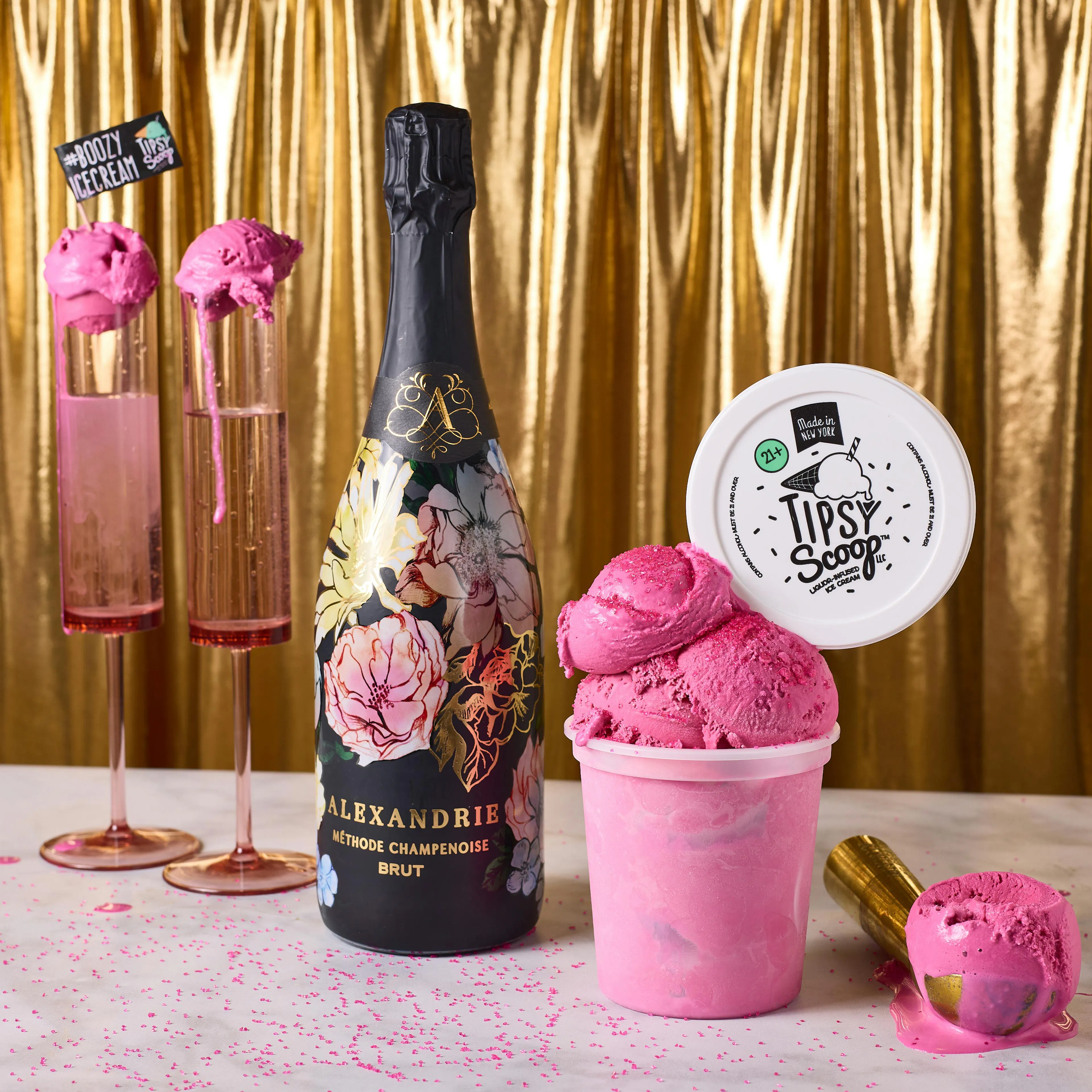 "Sips & Scoops NYE" Boozy Ice Cream - 4 Pints by Tipsy Scoop Boozy Ice Cream - Alternate image 1