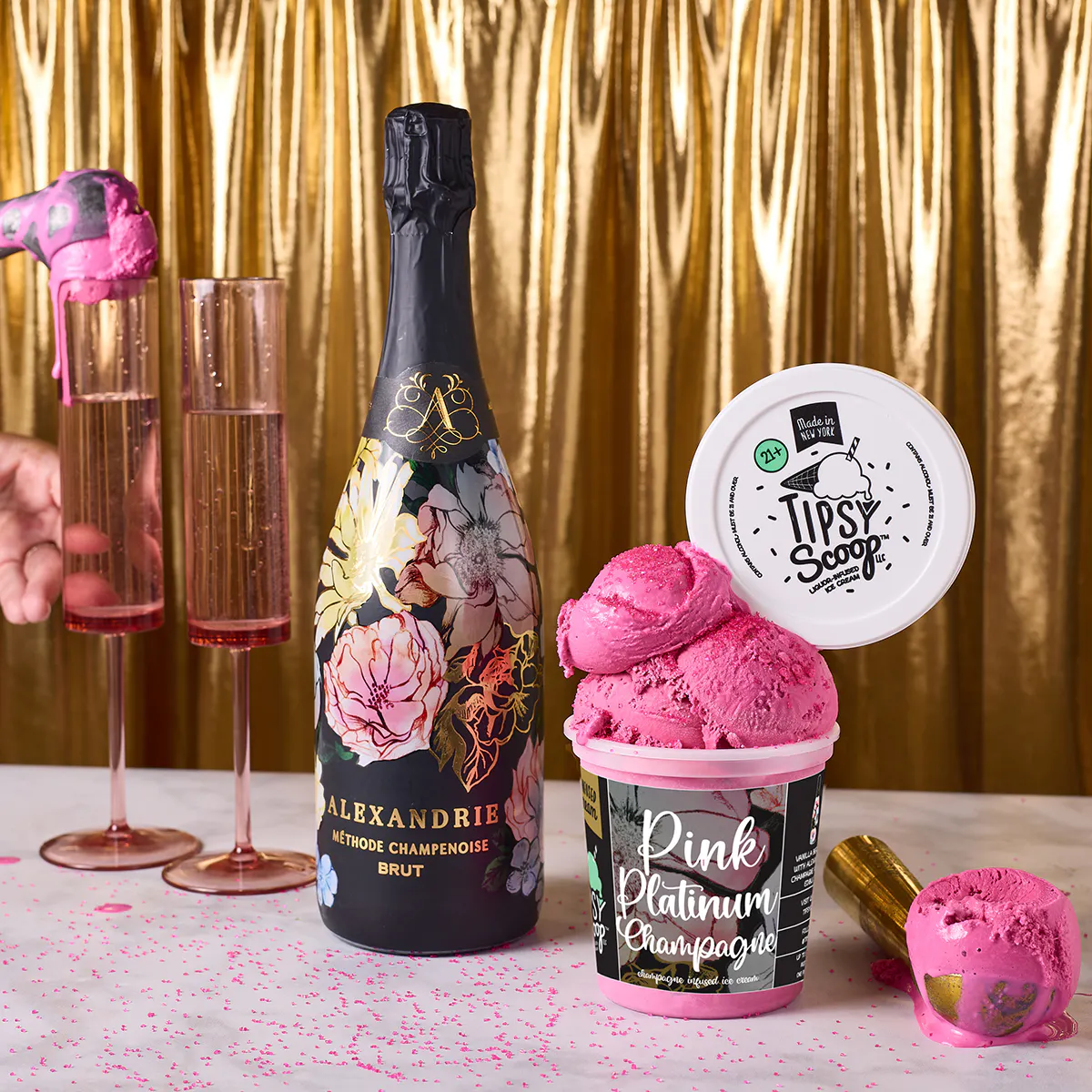 Pink Platinum Champagne Boozy Ice Cream - 4 Pints by Tipsy Scoop Boozy Ice Cream - Alternate image 2