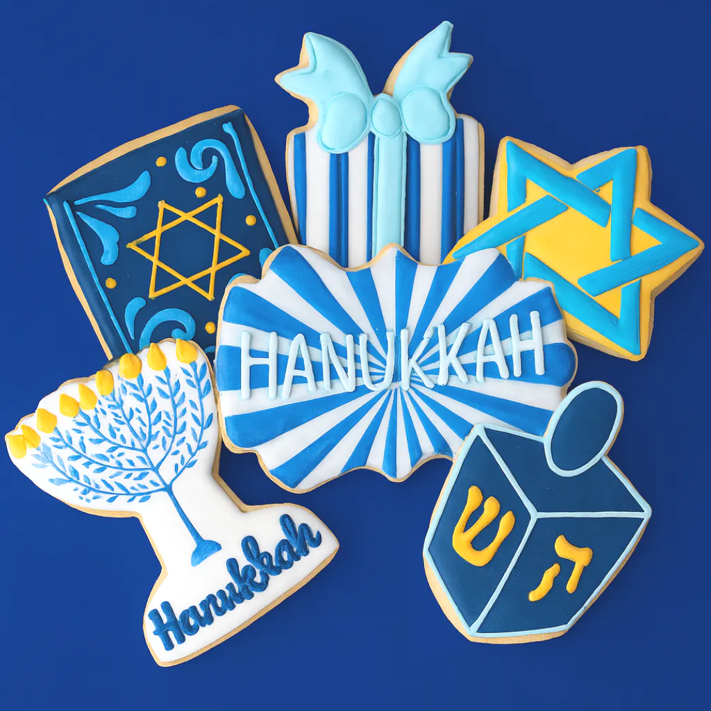 Hanukkah Decorated Butter Cookies by Dessert Gallery