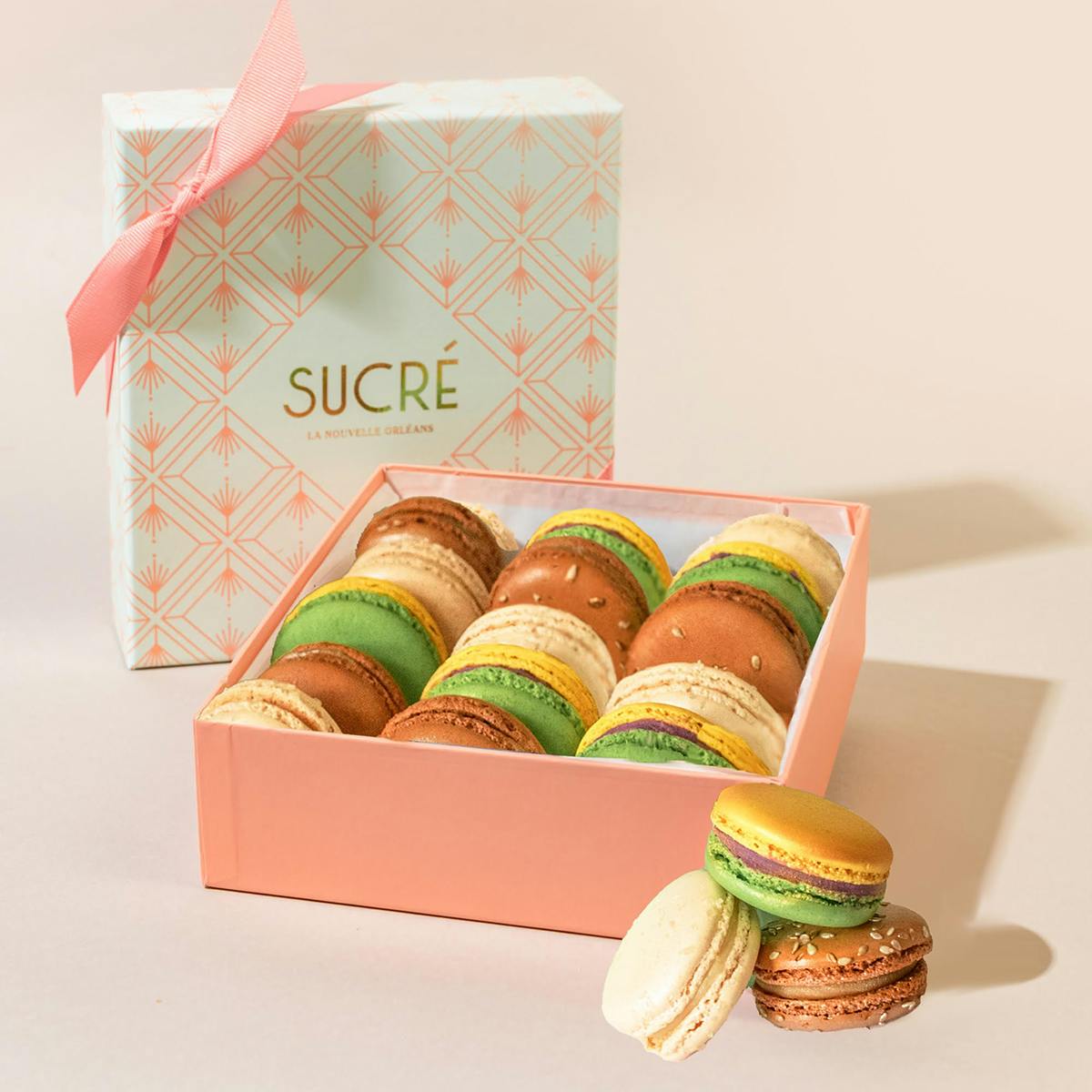 Mardi Gras Macarons - Box of 15 by Sucré
