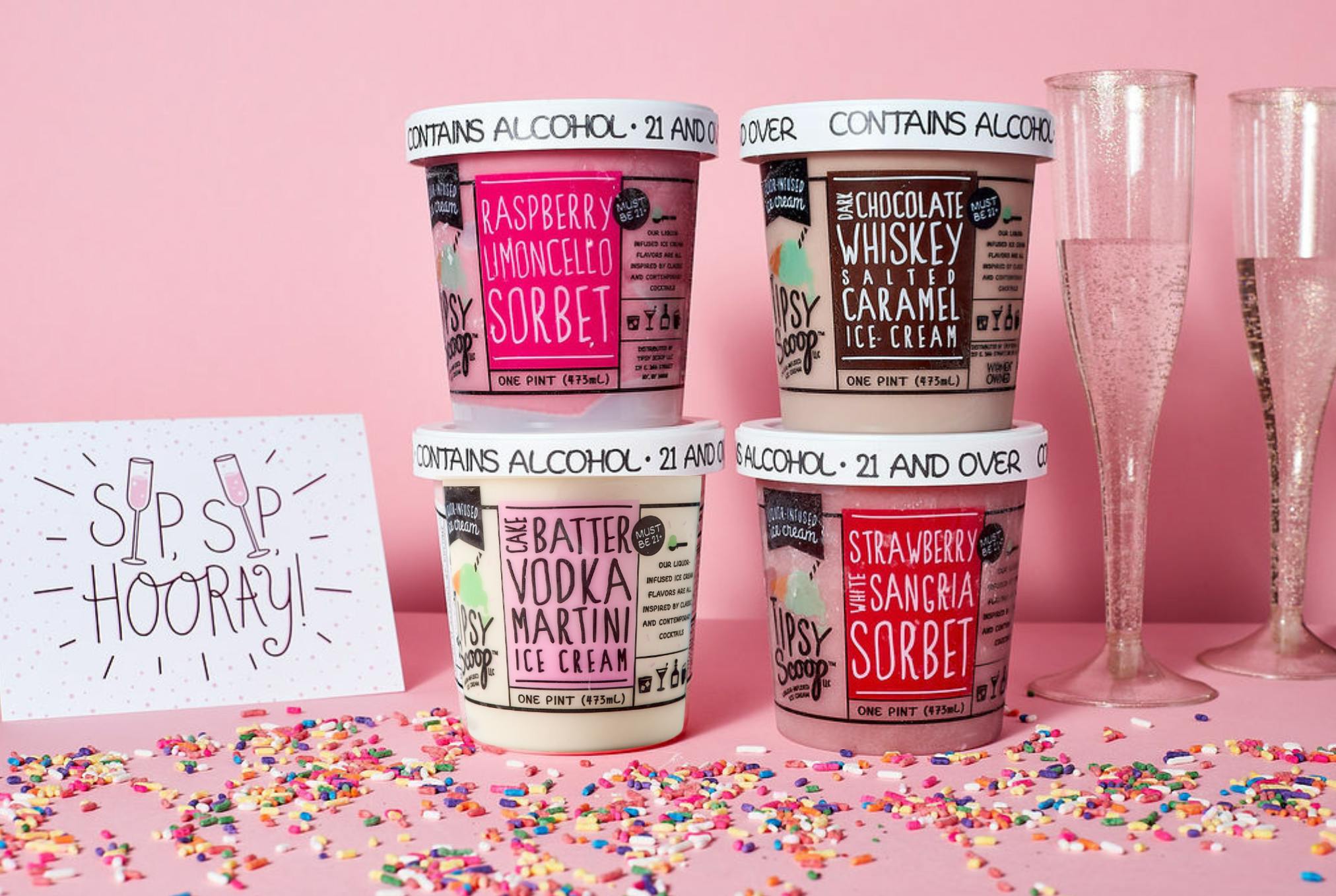“Drunk in Love” Valentine’s Day Boozy Ice Cream - 4 Pints by Tipsy Scoop Boozy Ice Cream