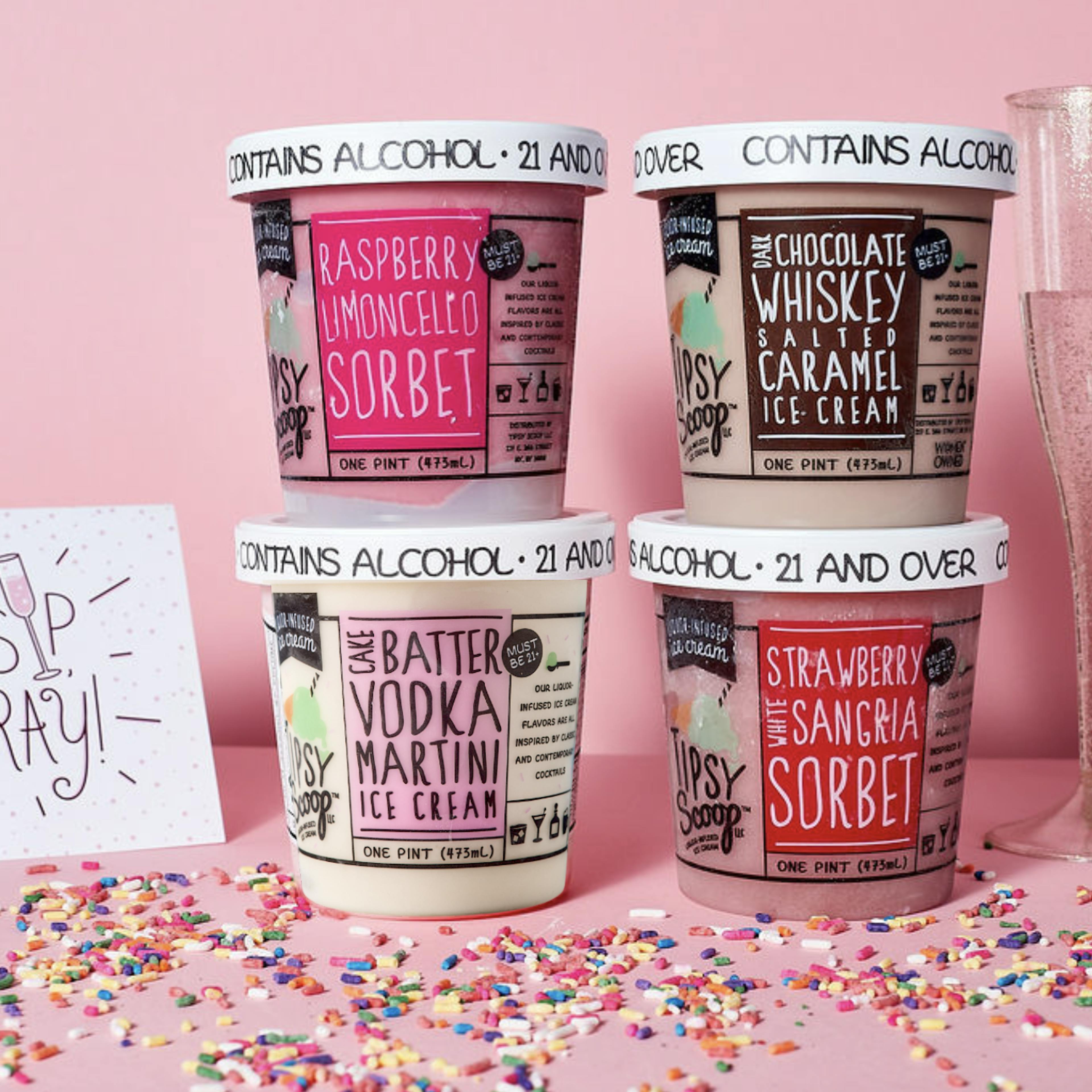 “Drunk in Love” Valentine’s Day Boozy Ice Cream - 4 Pints by Tipsy Scoop Boozy Ice Cream