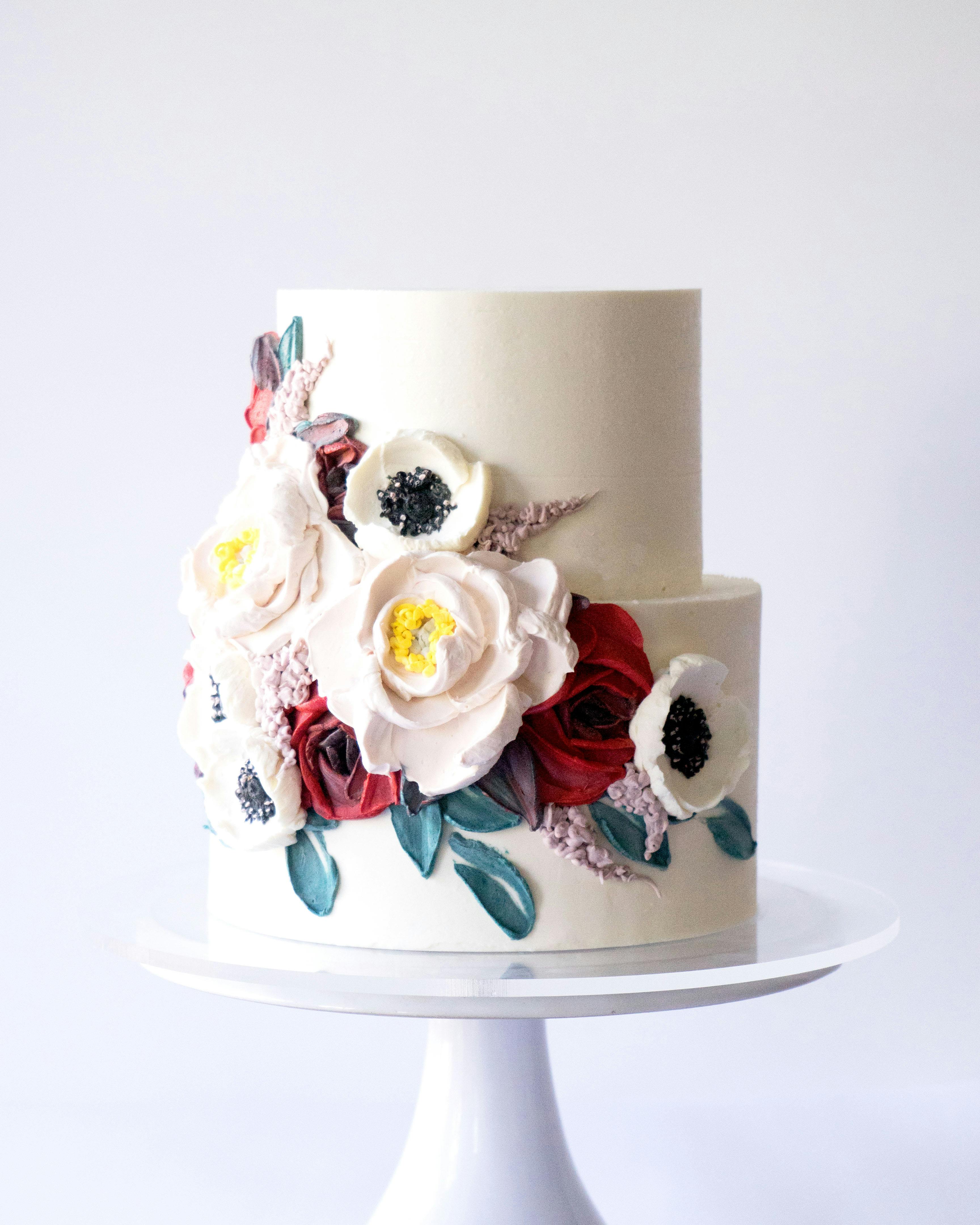 Red Roses & Anemones Floral Decorated 2-Tier Cake by Miri Nadler Cakes - Alternate image 3