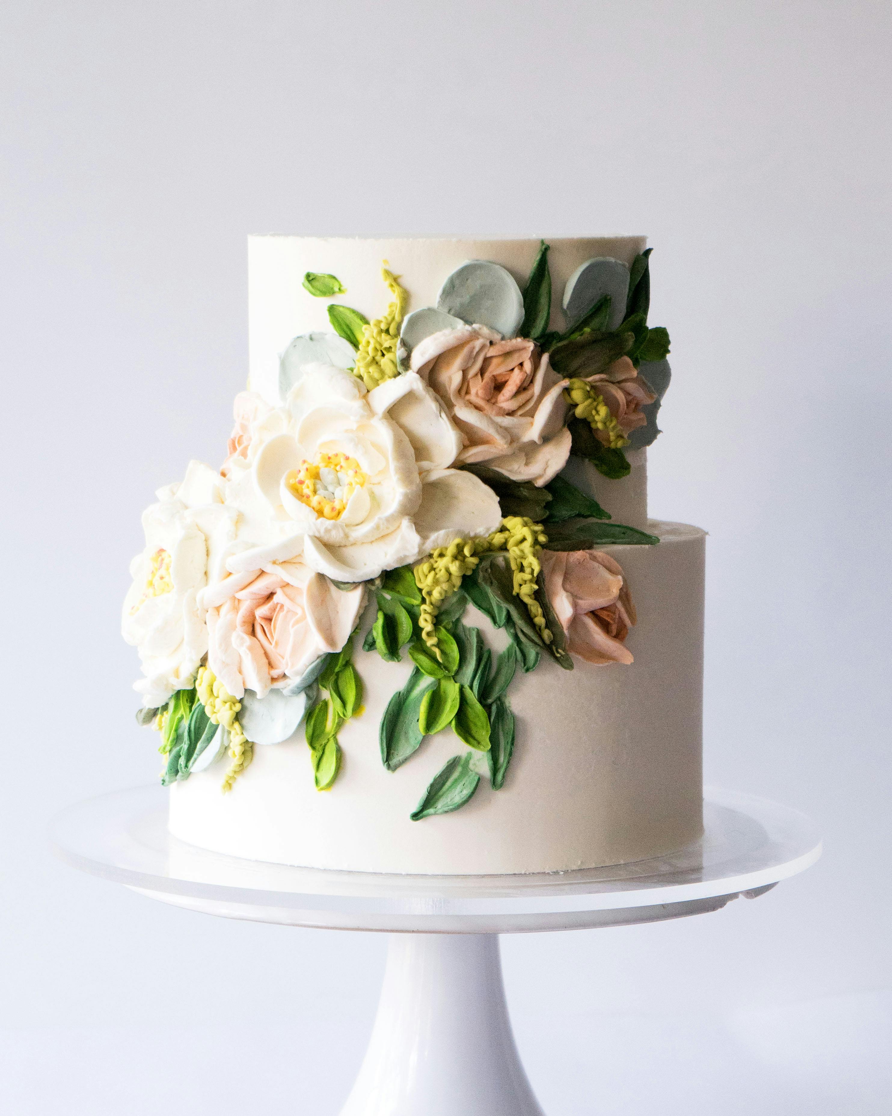 Greenery & White Floral Decorated 2-Tier Cake by Miri Nadler Cakes - Alternate image 3