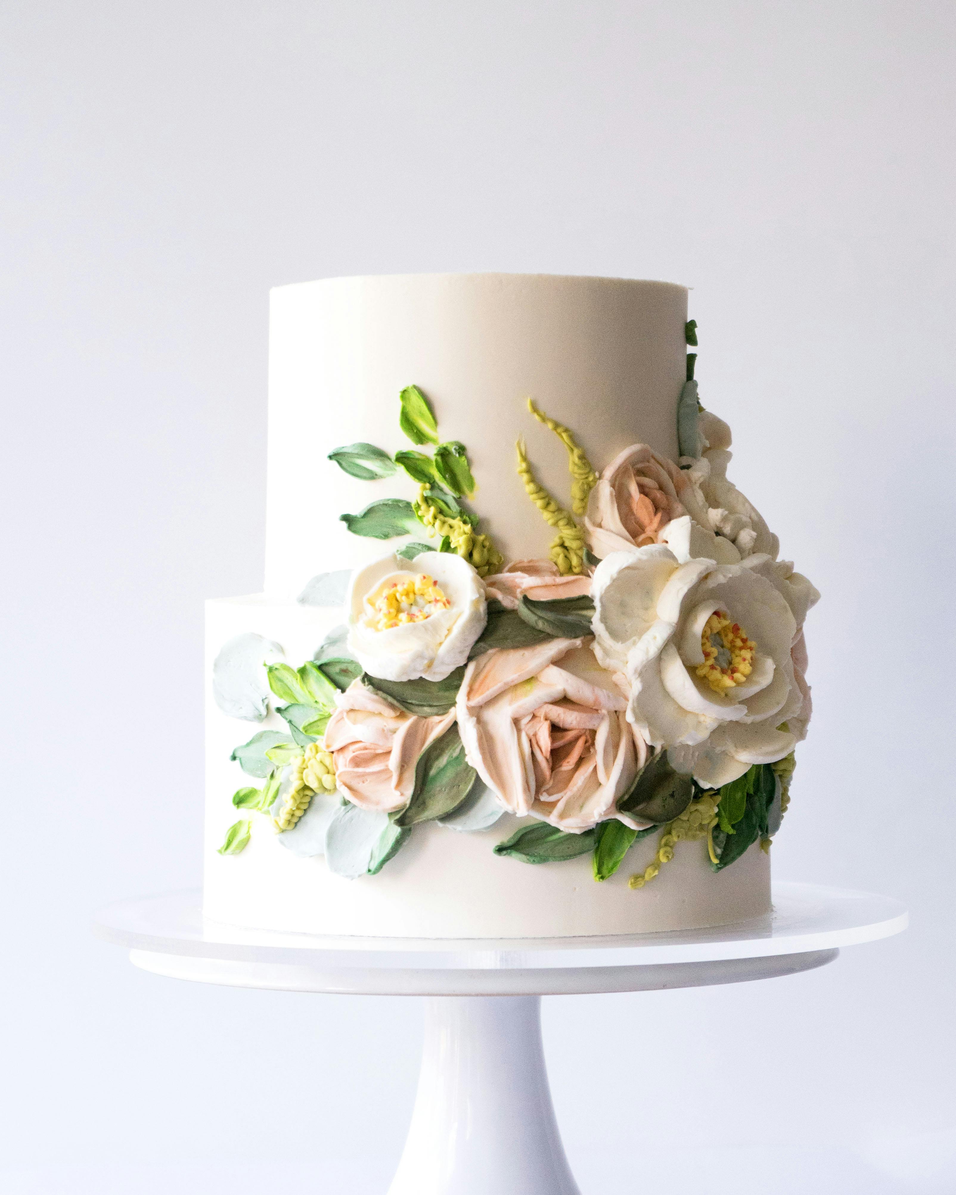 Greenery & White Floral Decorated 2-Tier Cake by Miri Nadler Cakes - Alternate image 2
