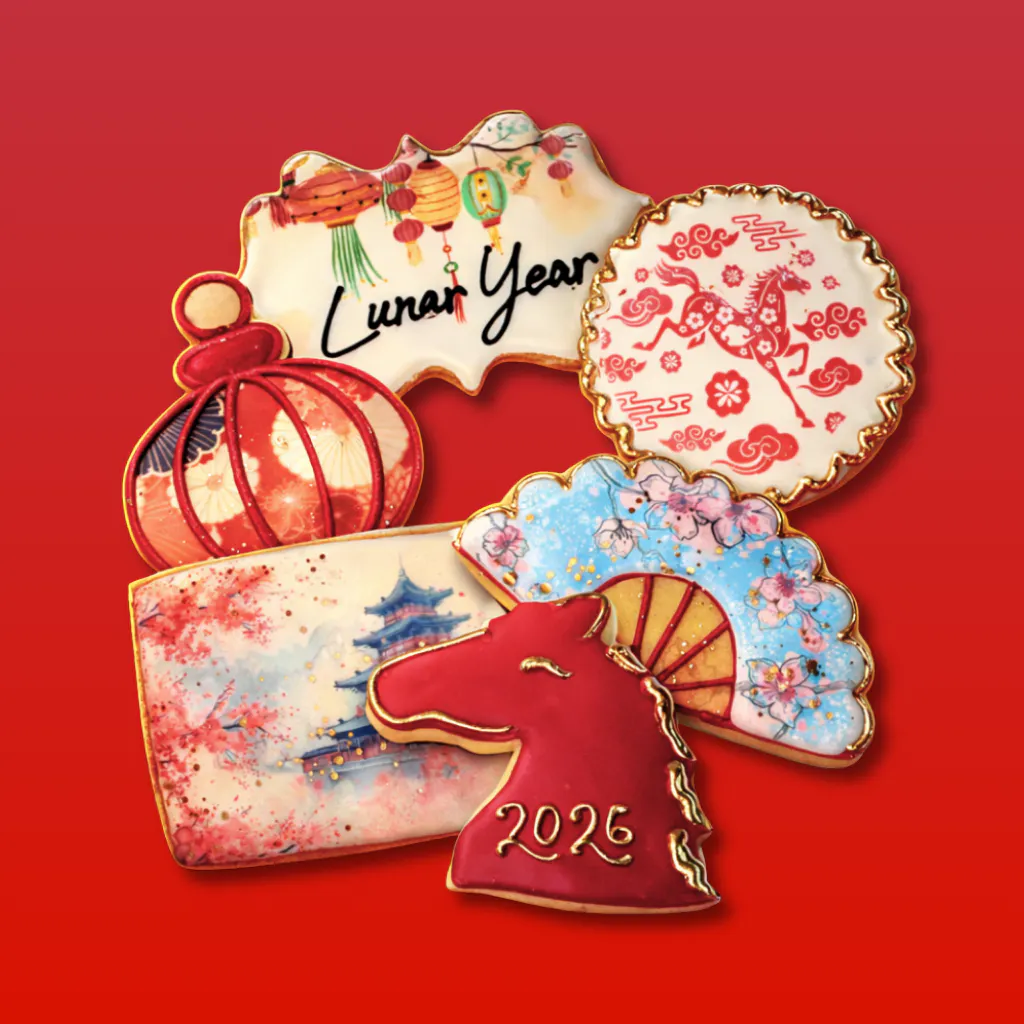 Lunar New Year Decorated Butter Cookies by Dessert Gallery