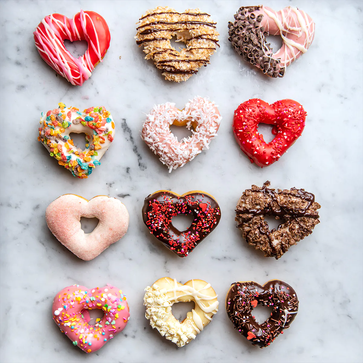 Valentine's Day Heart Donuts by Angel Food Bakery