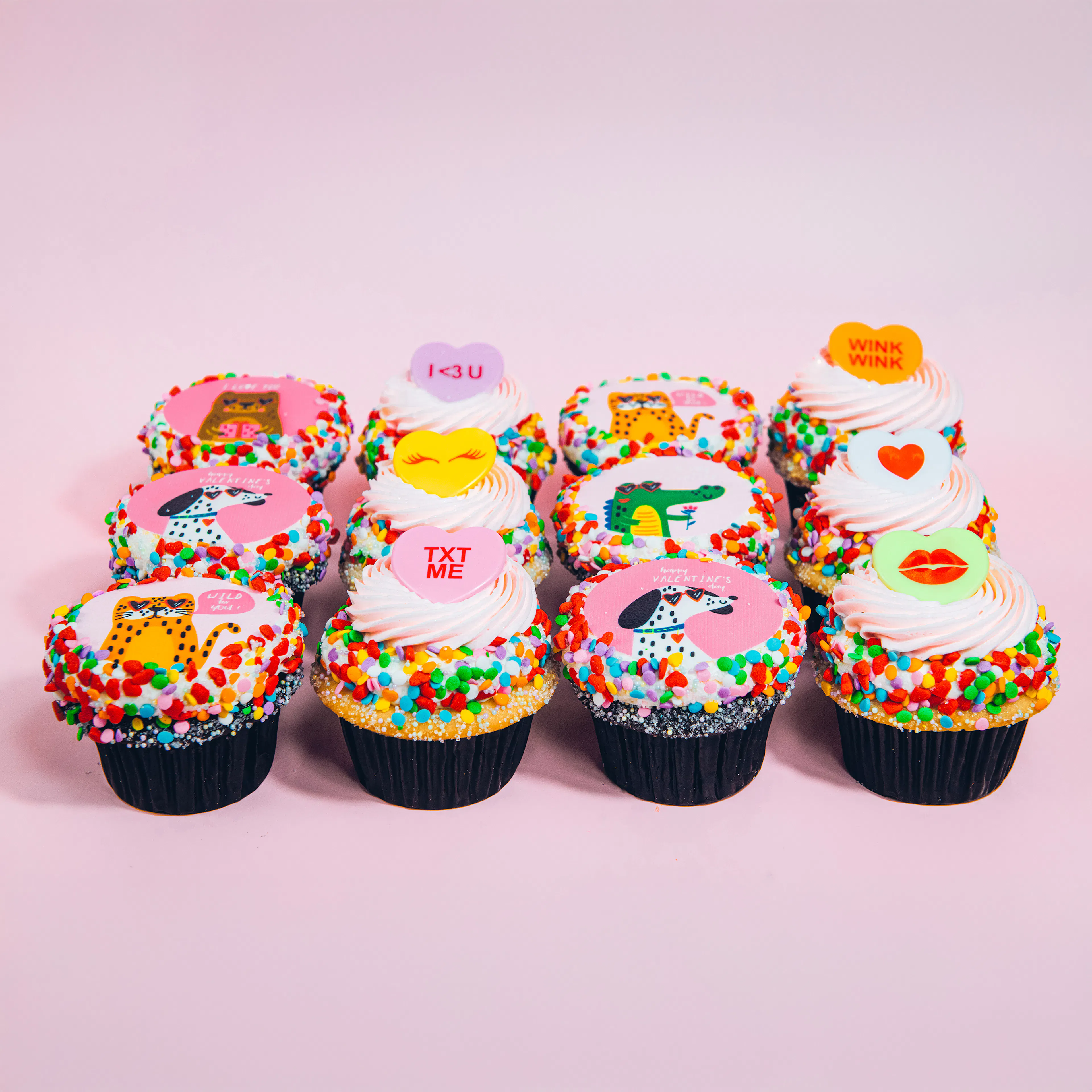 Party Animal Valentine Cupcakes - 12 Pack by Trophy Cupcakes - Alternate image 1