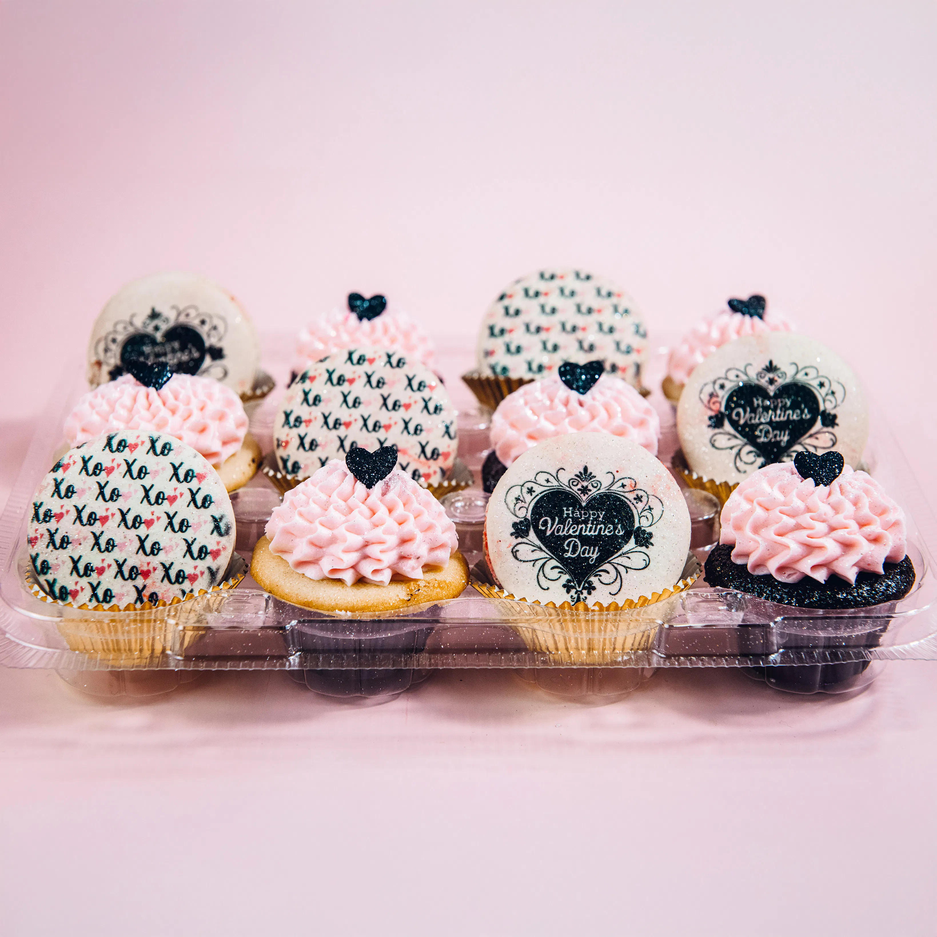 Valentine's "Blush & Black" Mini Cupcakes + Macarons by Trophy Cupcakes - Alternate image 5