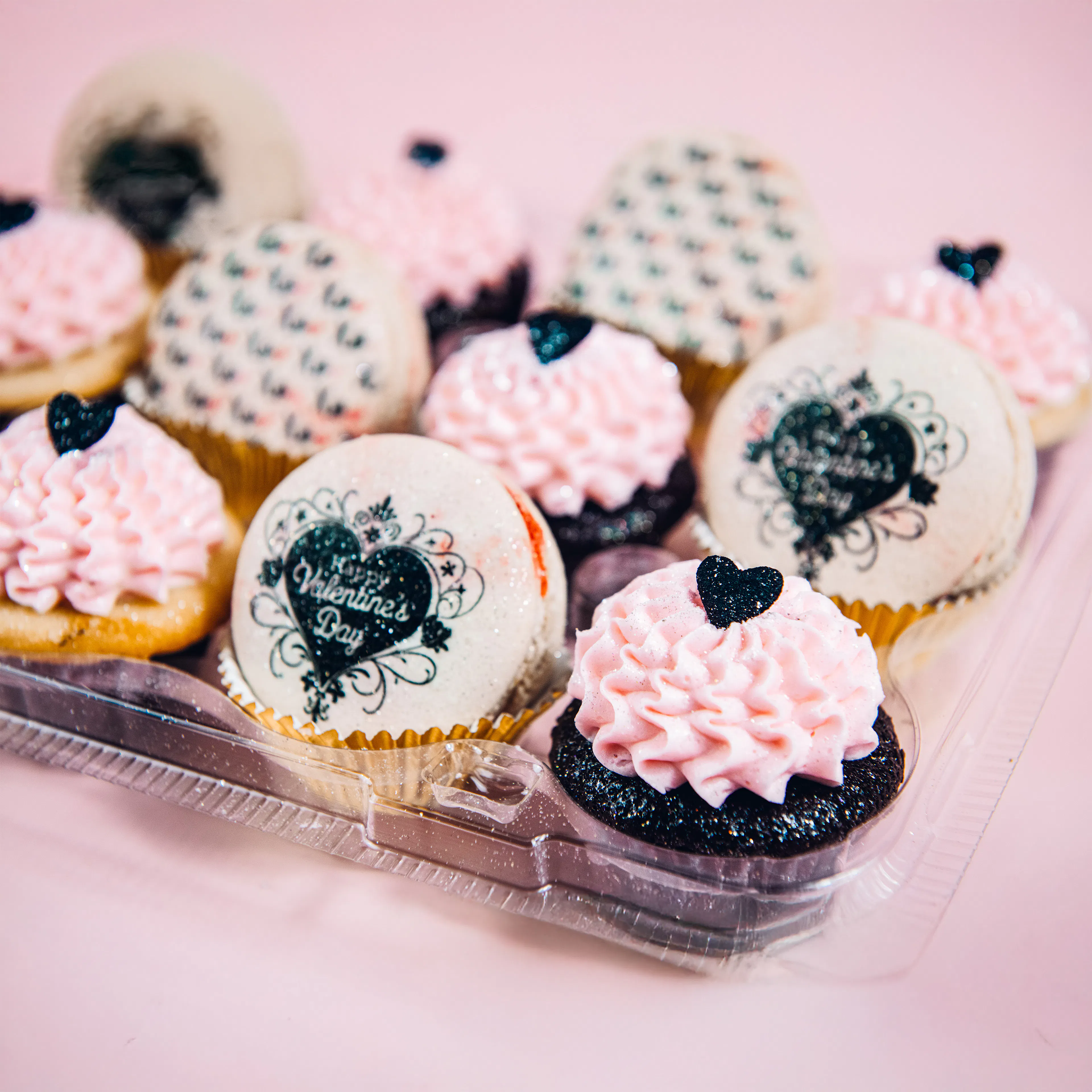 Valentine's "Blush & Black" Mini Cupcakes + Macarons by Trophy Cupcakes - Alternate image 4