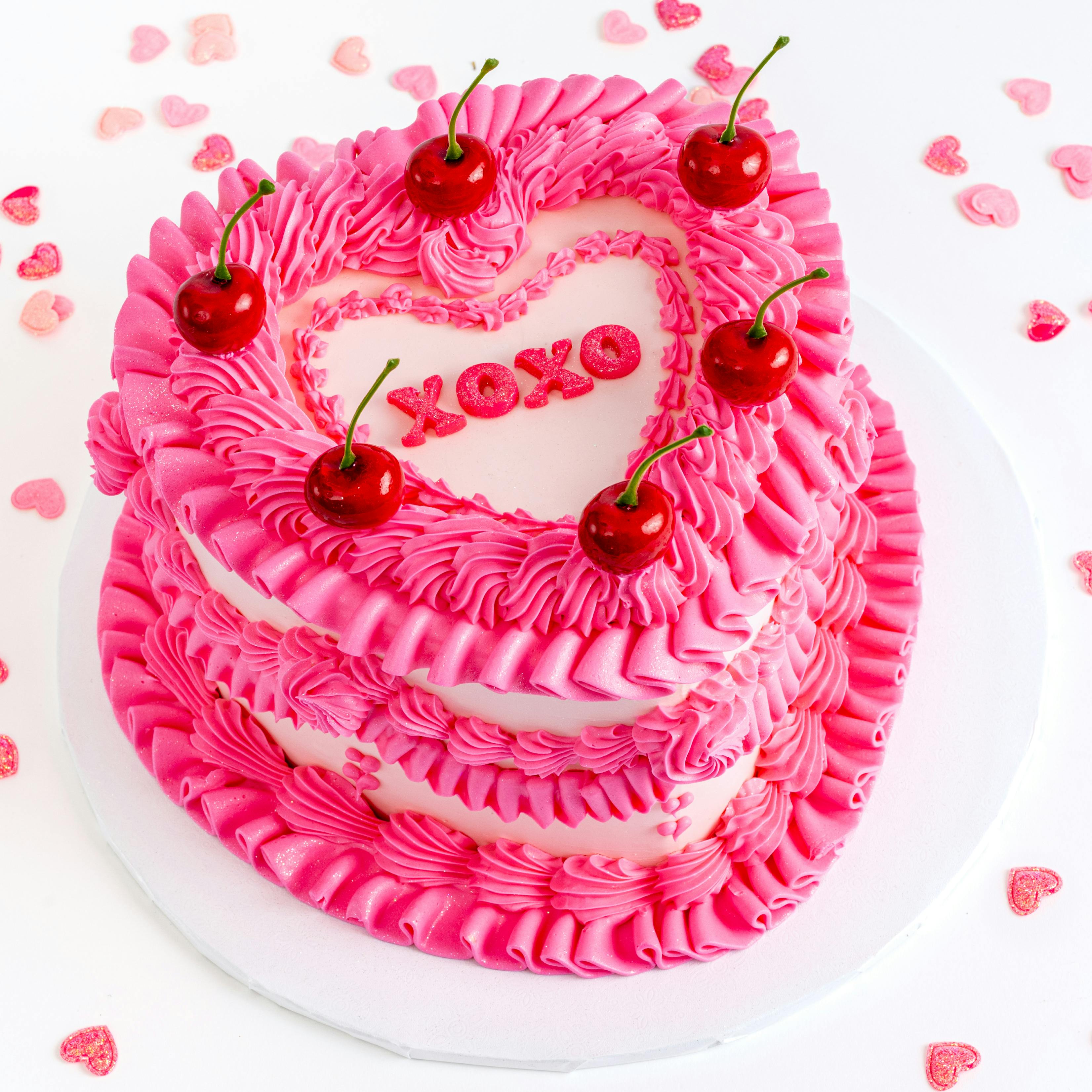 XOXO Vintage Red Velvet Heart Cake by Sweet E's Bake Shop - Alternate image 3