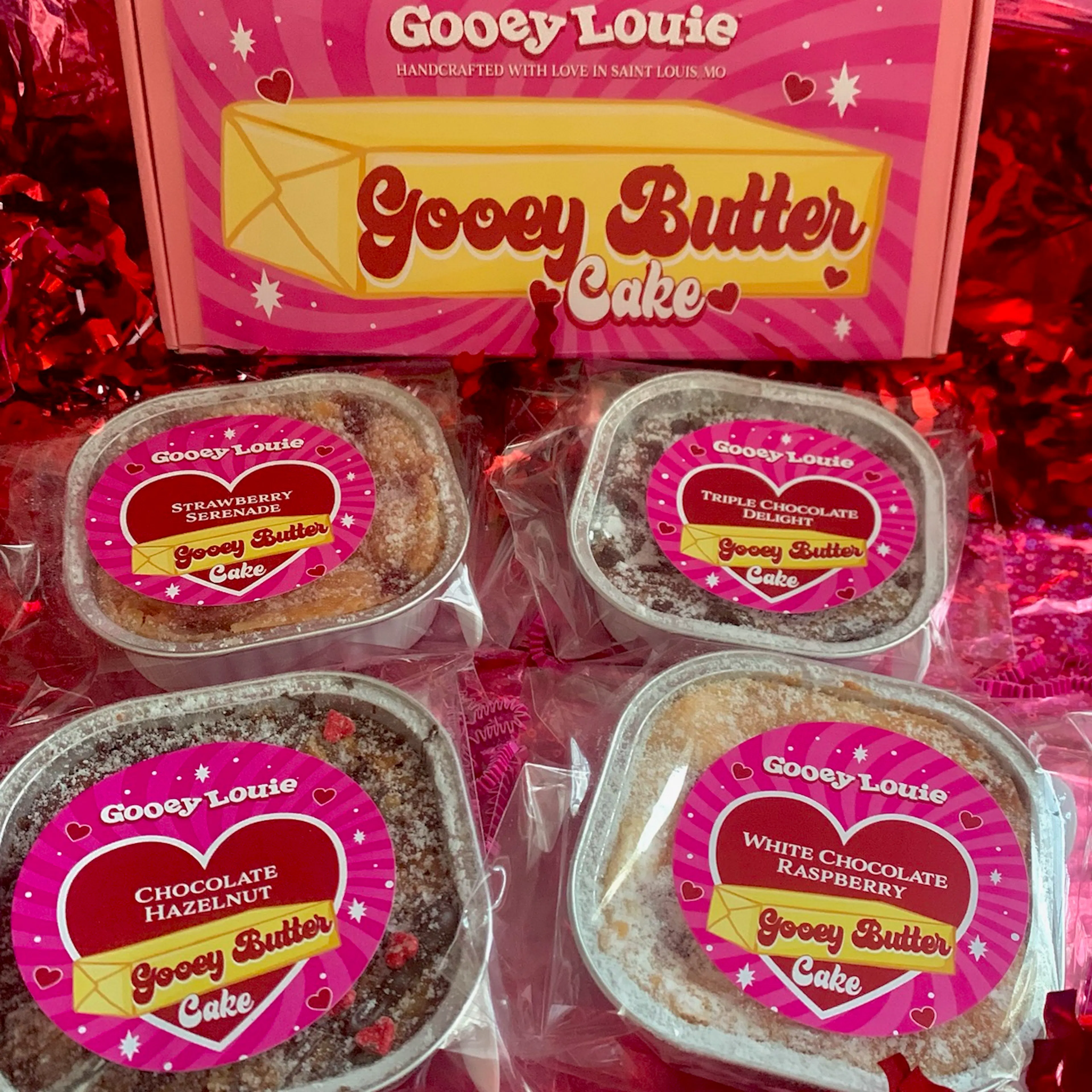 Valentine's Mini Gooey Butter Cake Sampler - 4 Pack by Gooey Louie® - Alternate image 1