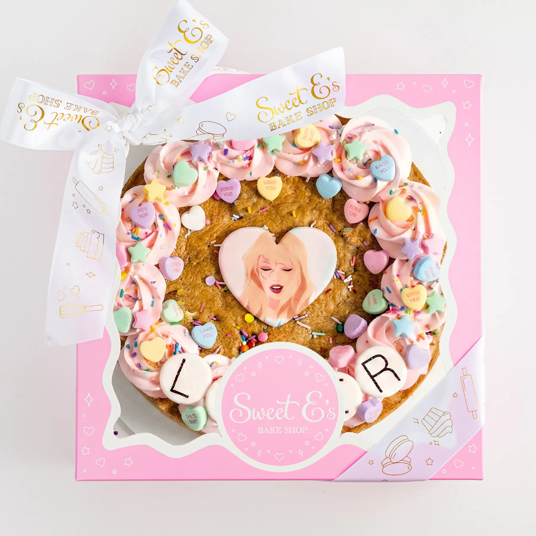 Swiftie Lover Valentine's Day Cookie Cake by Sweet E's Bake Shop - Alternate image 1