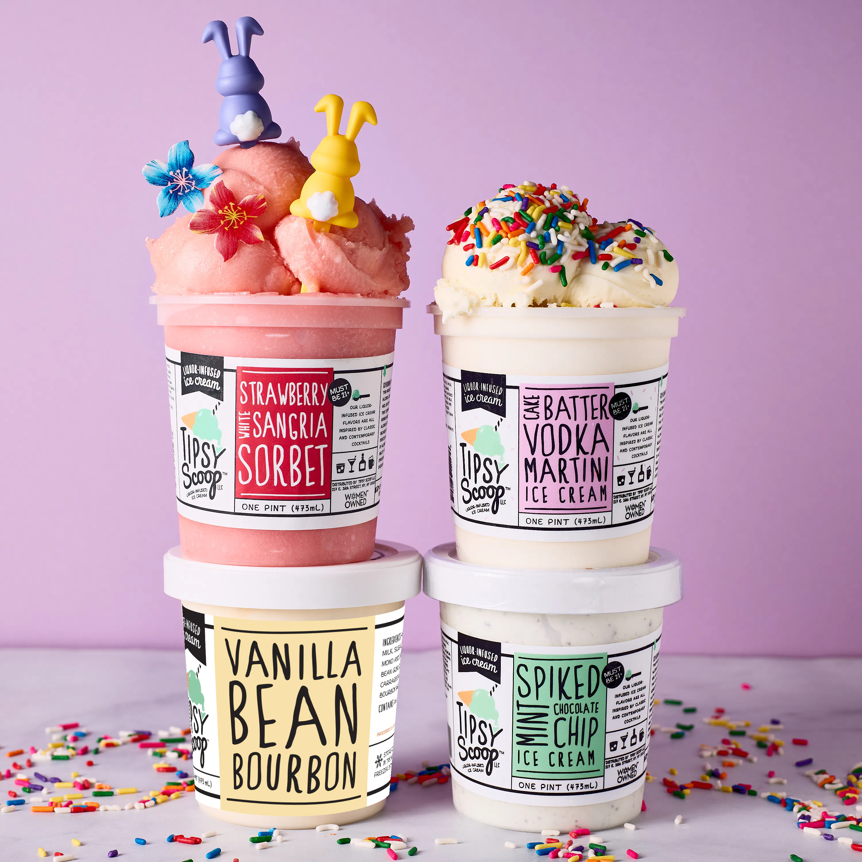 Easter "Hoppy Hour" Ice Cream - 4 Pints by Tipsy Scoop Boozy Ice Cream
