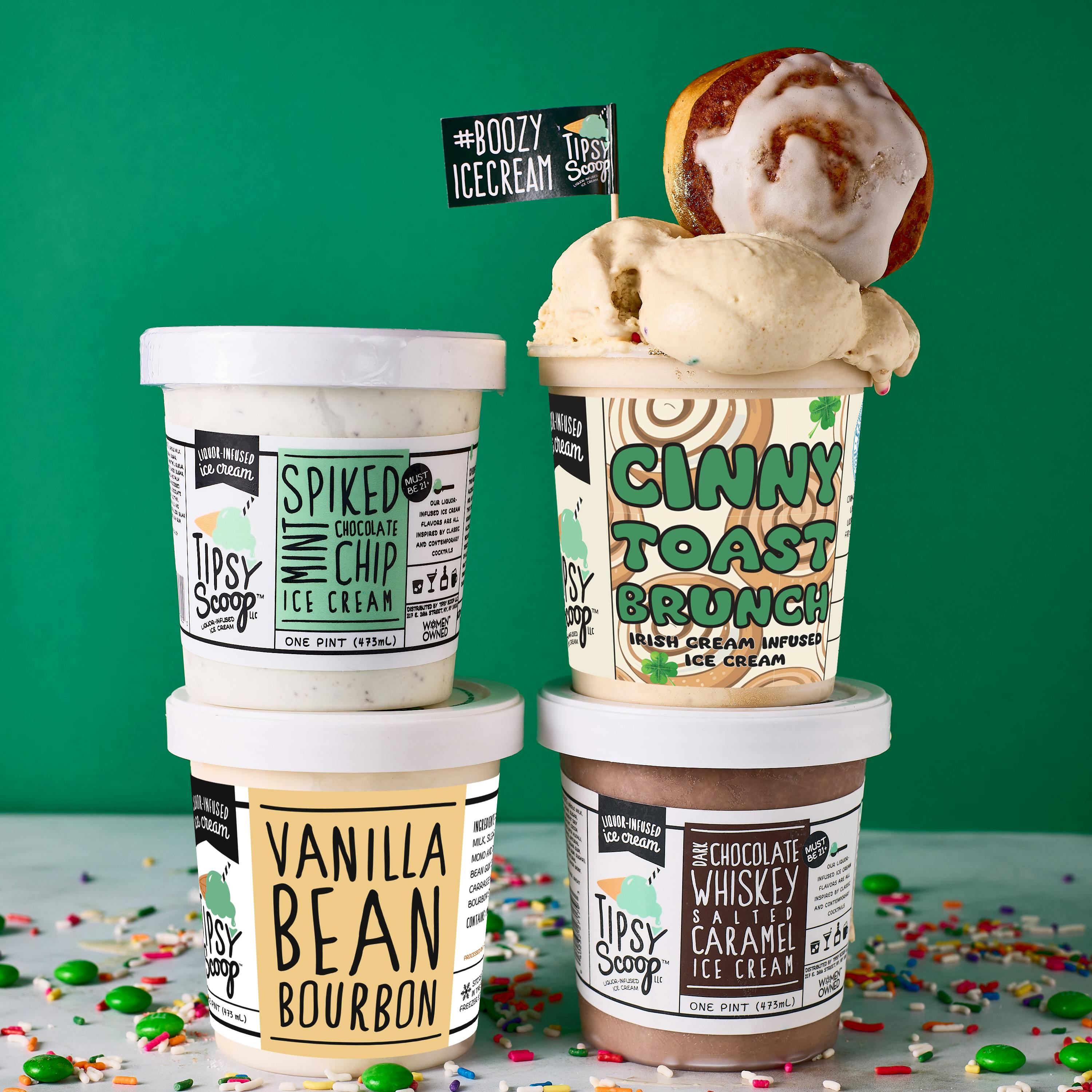 St Patrick's Day Boozy Ice Cream - 4 Pints by Tipsy Scoop Boozy Ice Cream
