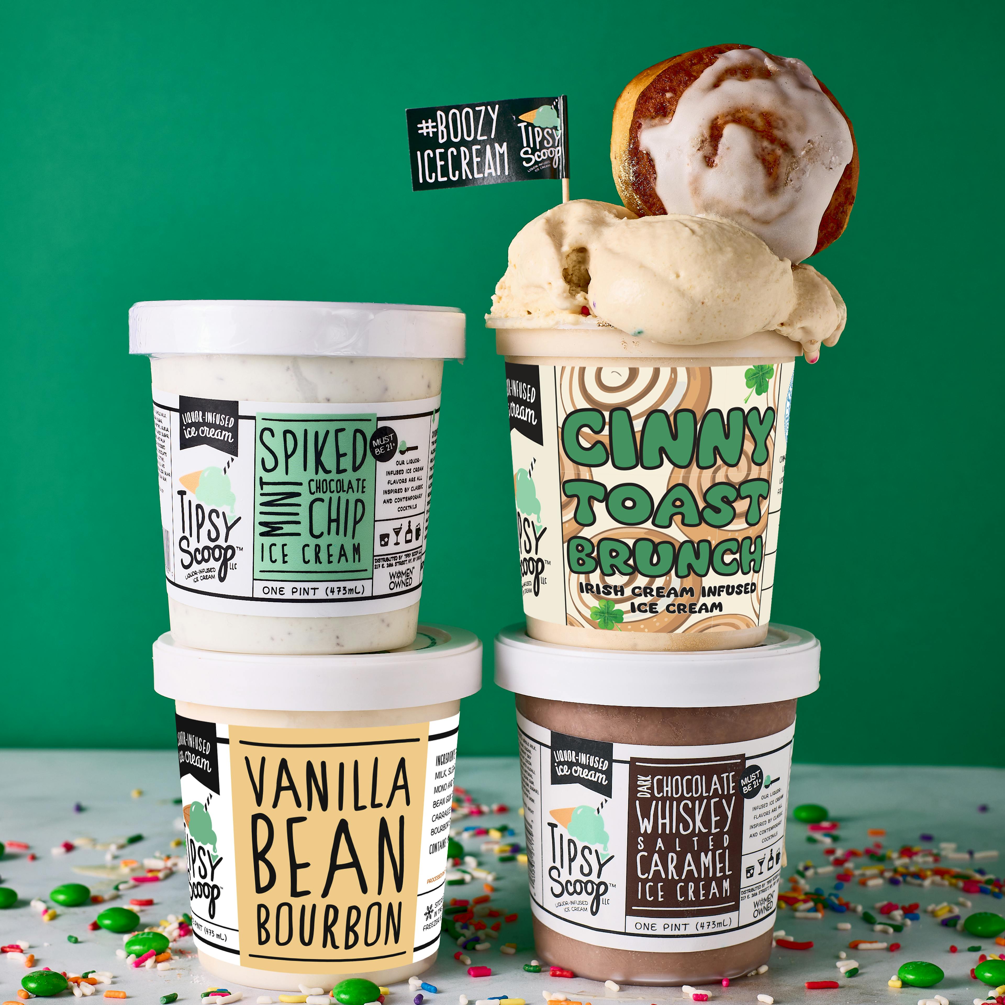 St Patrick's Day Boozy Ice Cream - 4 Pints by Tipsy Scoop Boozy Ice Cream