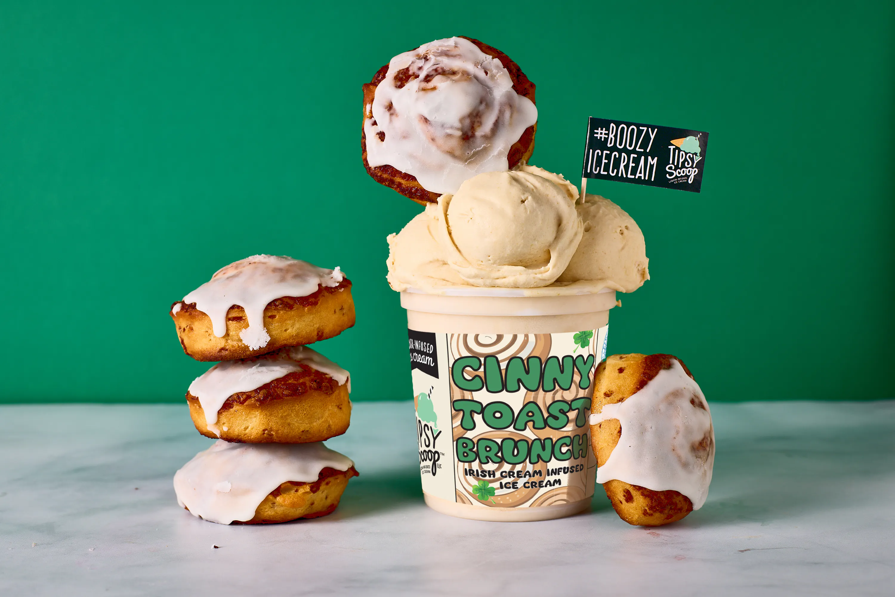 St. Patricks Day "Cinny Toast Brunch" Boozy Ice Cream - 4 Pints by Tipsy Scoop Boozy Ice Cream - Alternate image 3