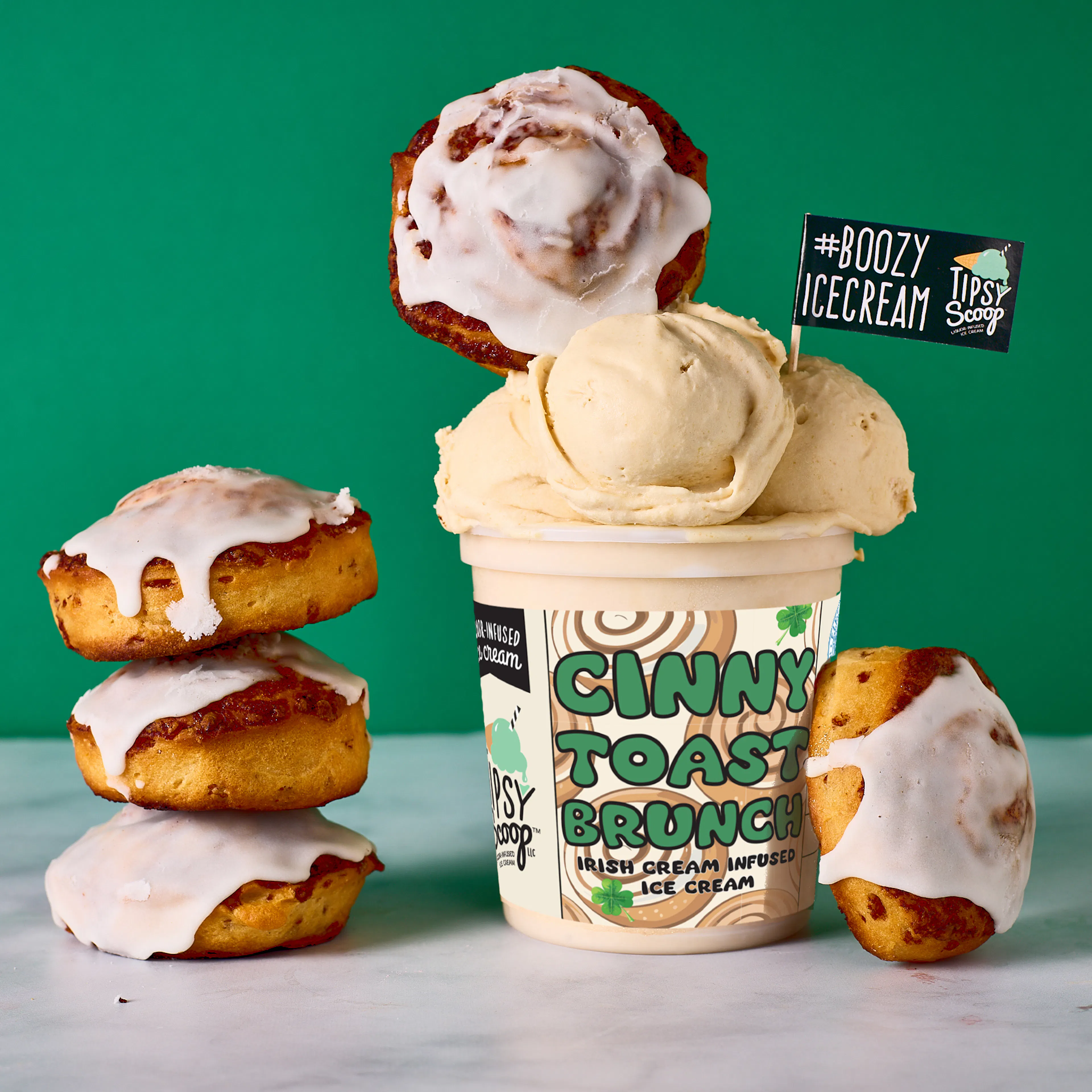 St. Patricks Day "Cinny Toast Brunch" Boozy Ice Cream - 4 Pints by Tipsy Scoop Boozy Ice Cream - Alternate image 3