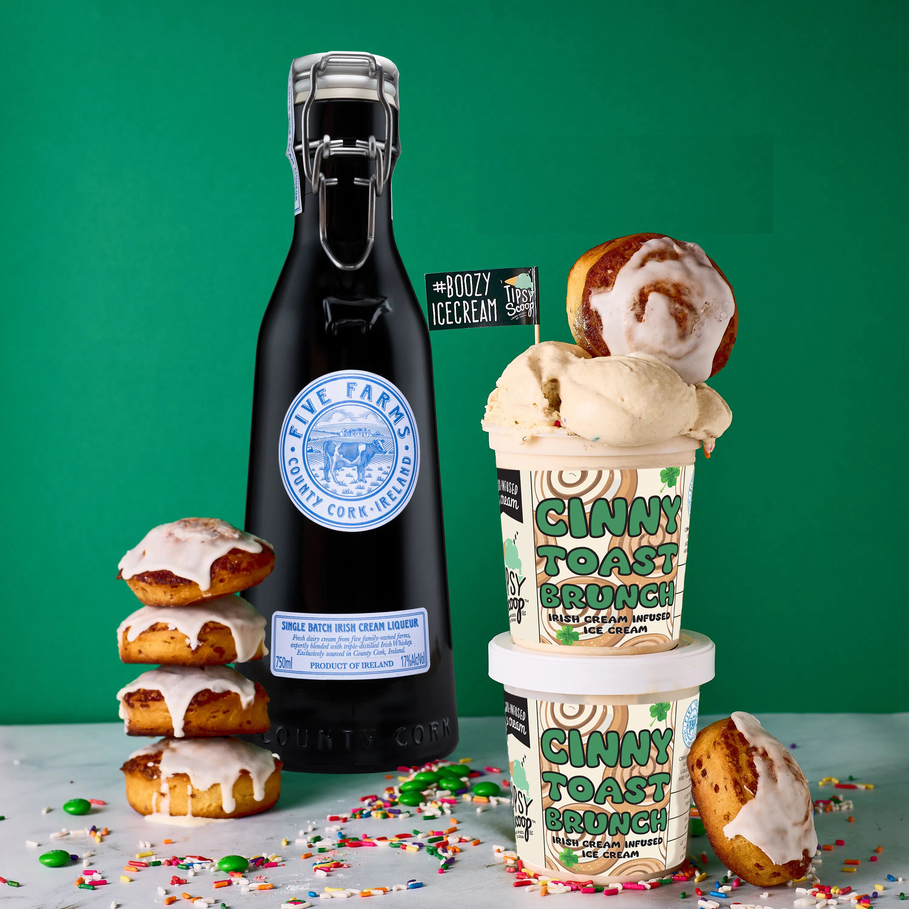 St. Patricks Day "Cinny Toast Brunch" Boozy Ice Cream - 4 Pints by Tipsy Scoop Boozy Ice Cream - Alternate image 2