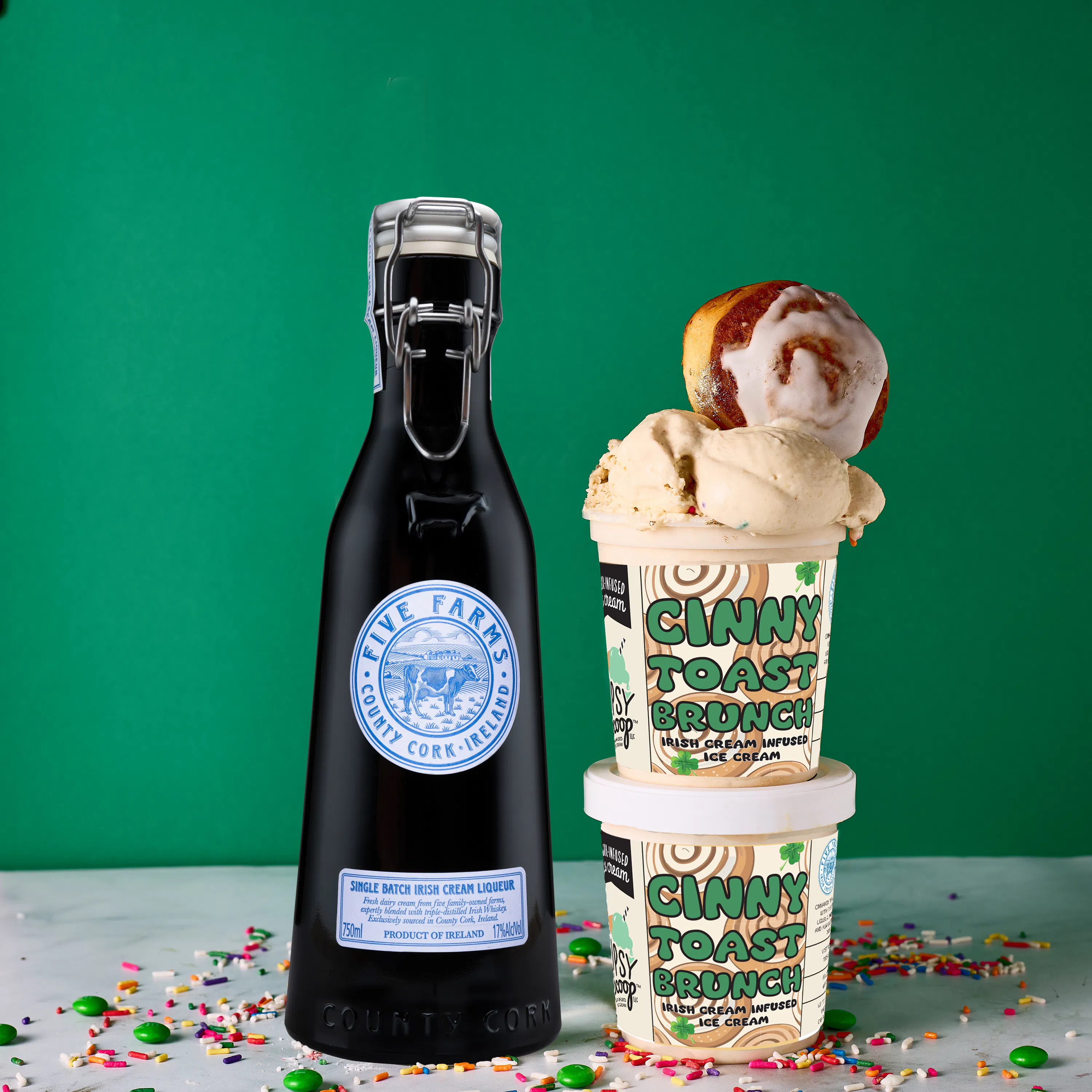 St. Patricks Day "Cinny Toast Brunch" Boozy Ice Cream - 4 Pints by Tipsy Scoop Boozy Ice Cream - Alternate image 1