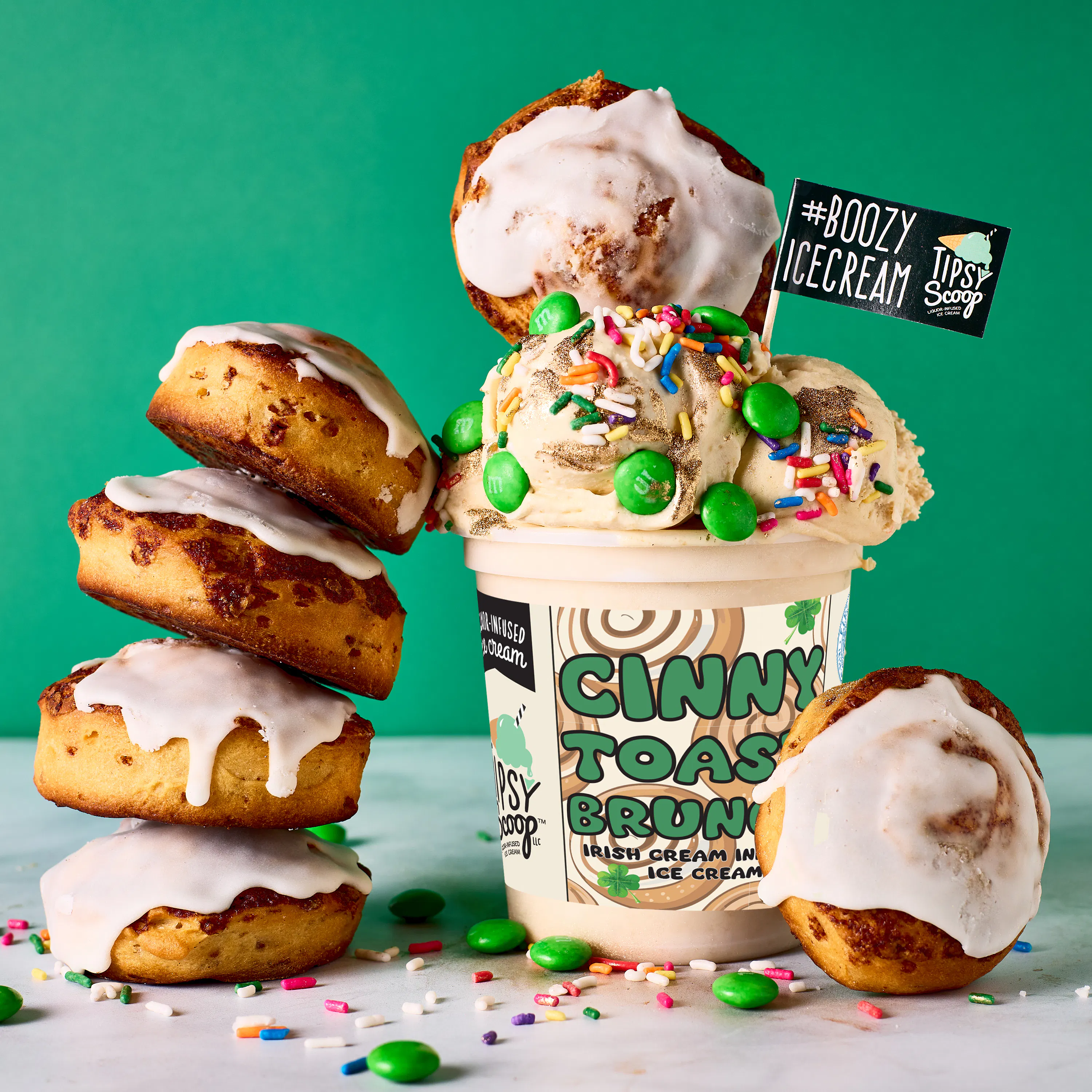 St. Patricks Day "Cinny Toast Brunch" Boozy Ice Cream - 4 Pints by Tipsy Scoop Boozy Ice Cream