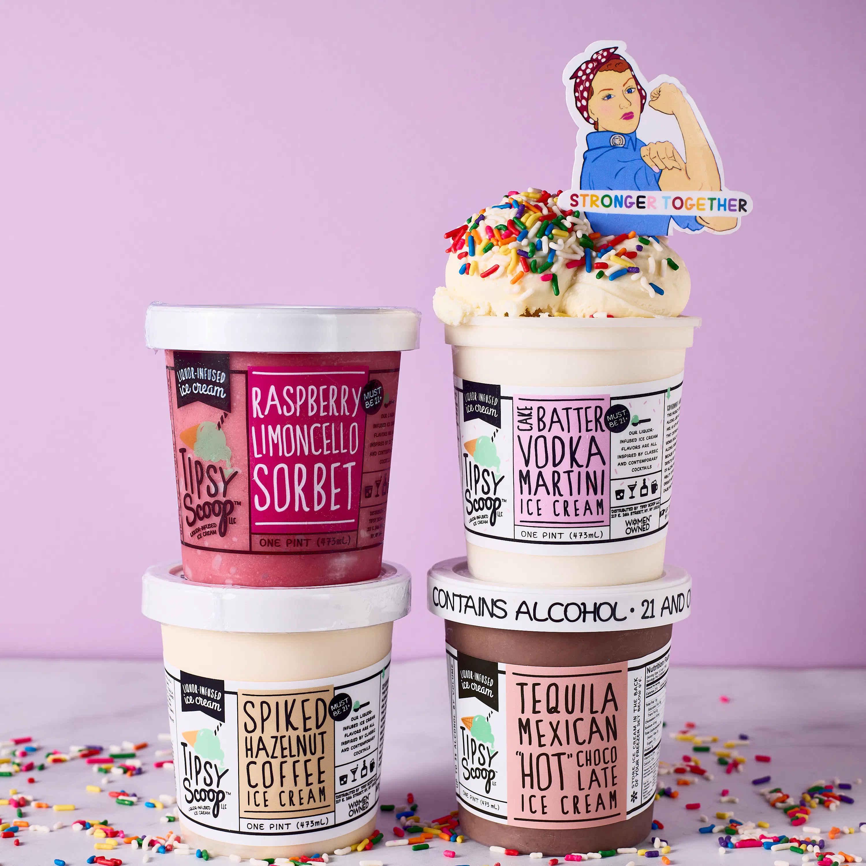 "Spirit of Sisterhood" Women's History Month Boozy Ice Cream Collection  - 4 Pints by Tipsy Scoop Boozy Ice Cream