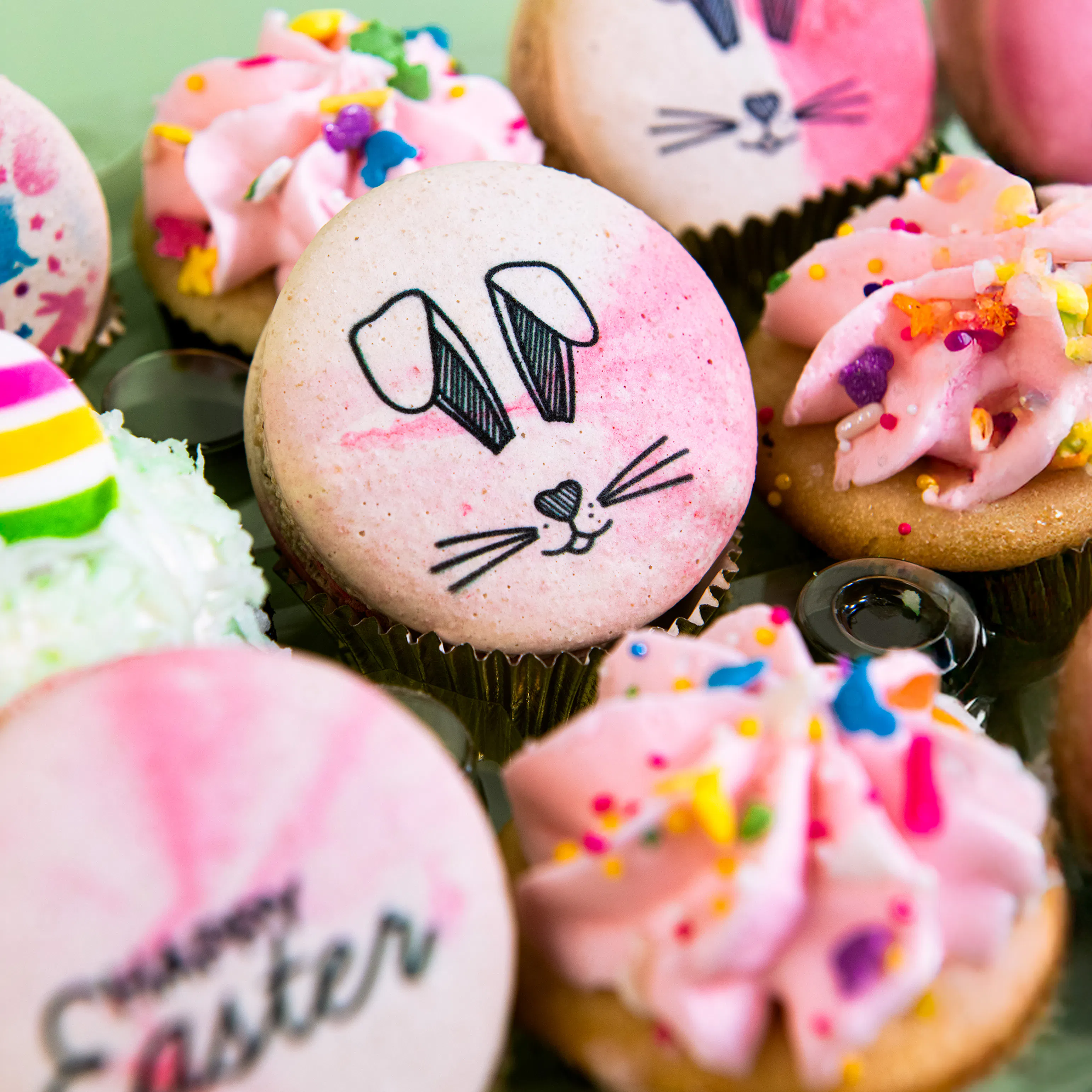 Easter Mini Cupcakes + Macarons by Trophy Cupcakes - Alternate image 1