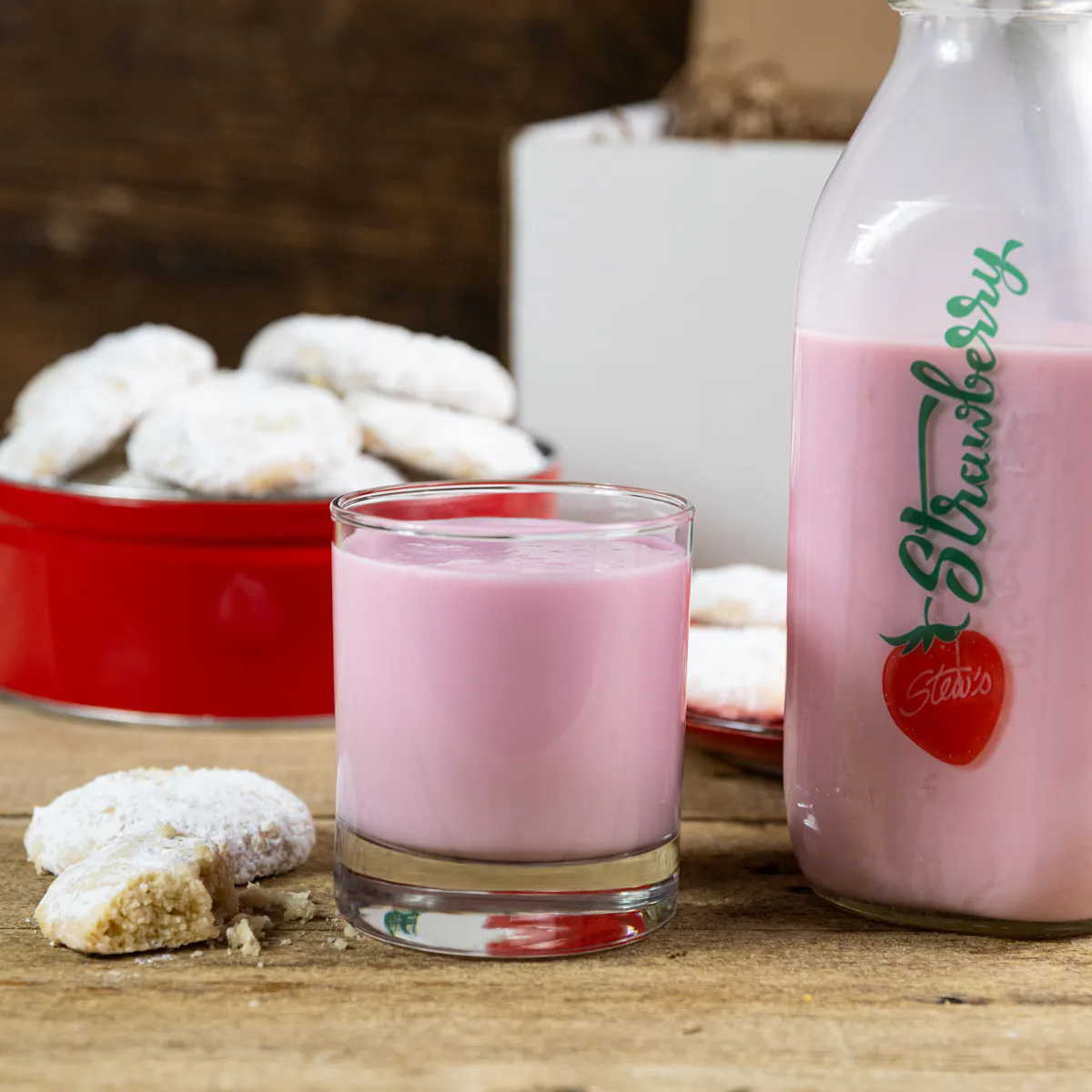 Stew's Strawberry Milk + Snowball Cookie Combo by Stew Leonard's - Alternate image 1