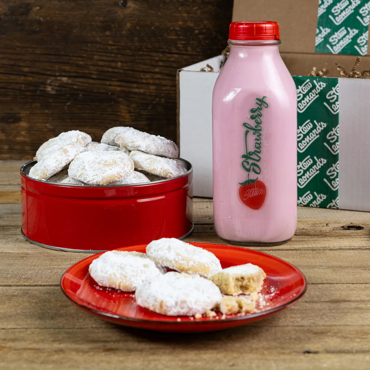 Stew's Strawberry Milk + Snowball Cookie Combo by Stew Leonard's - Alternate image 2