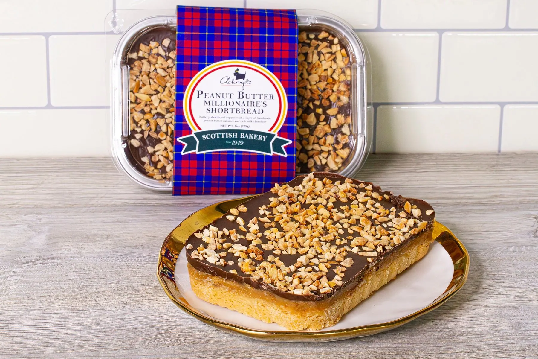 Peanut Butter Millionaire Shortbread Tray by Ackroyd's Scottish Bakery