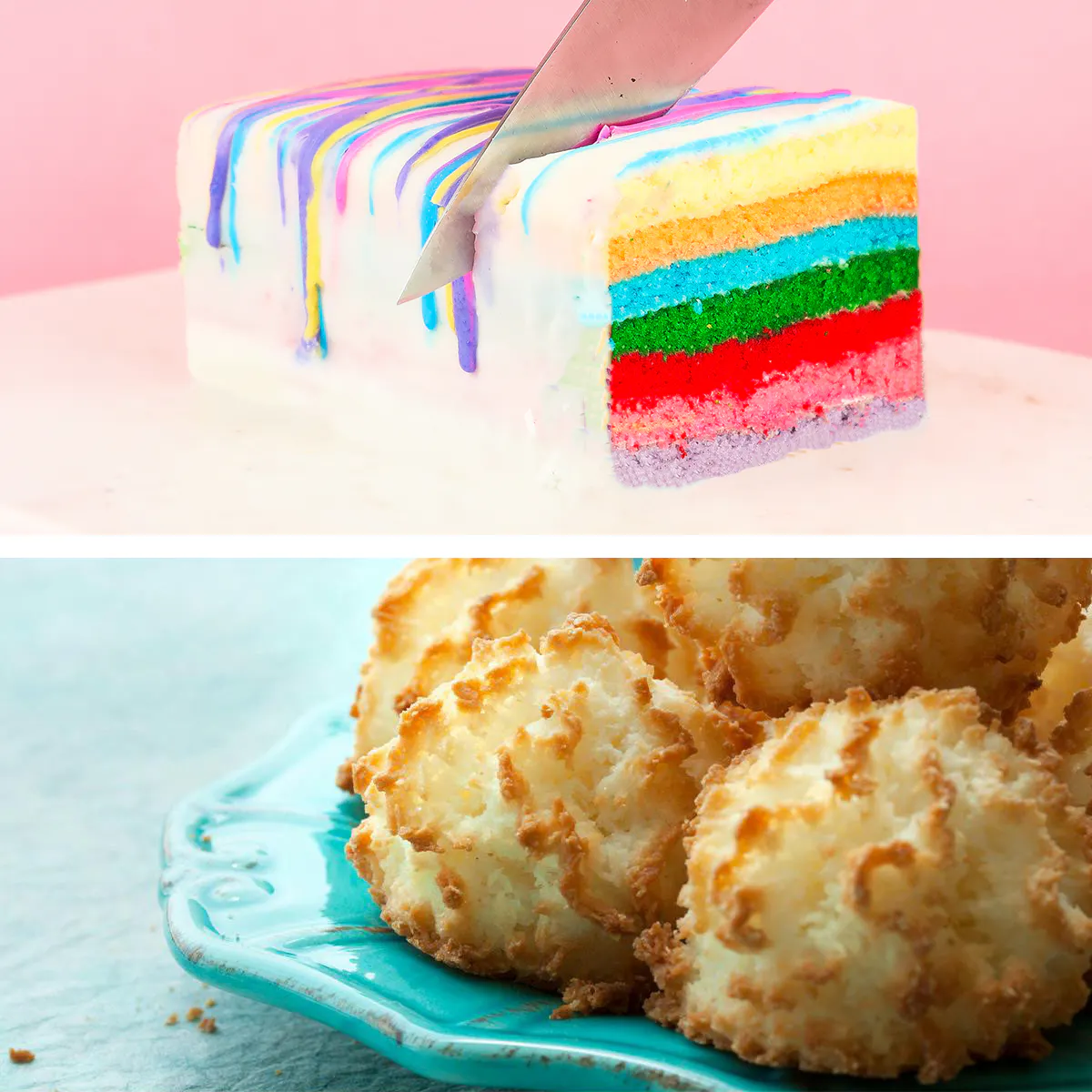 Kosher for Passover Rainbow Seven Layer Cake + Coconut Macaroons by Butterflake Bakery