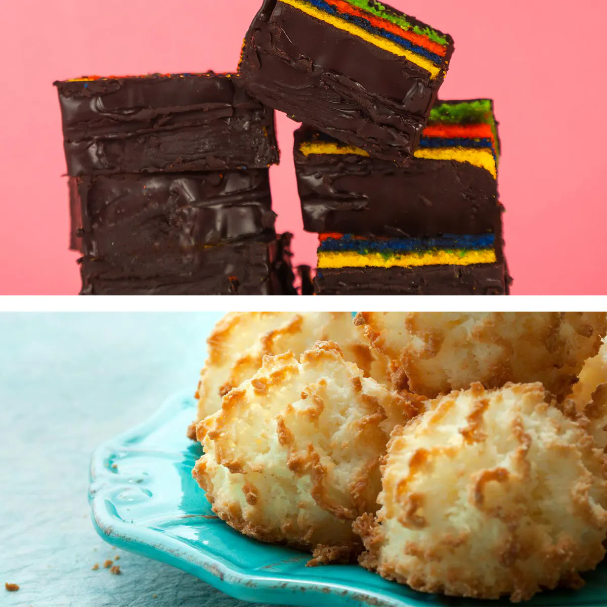 Kosher for Passover Rainbow Cookies + Coconut Macaroons by Butterflake Bakery