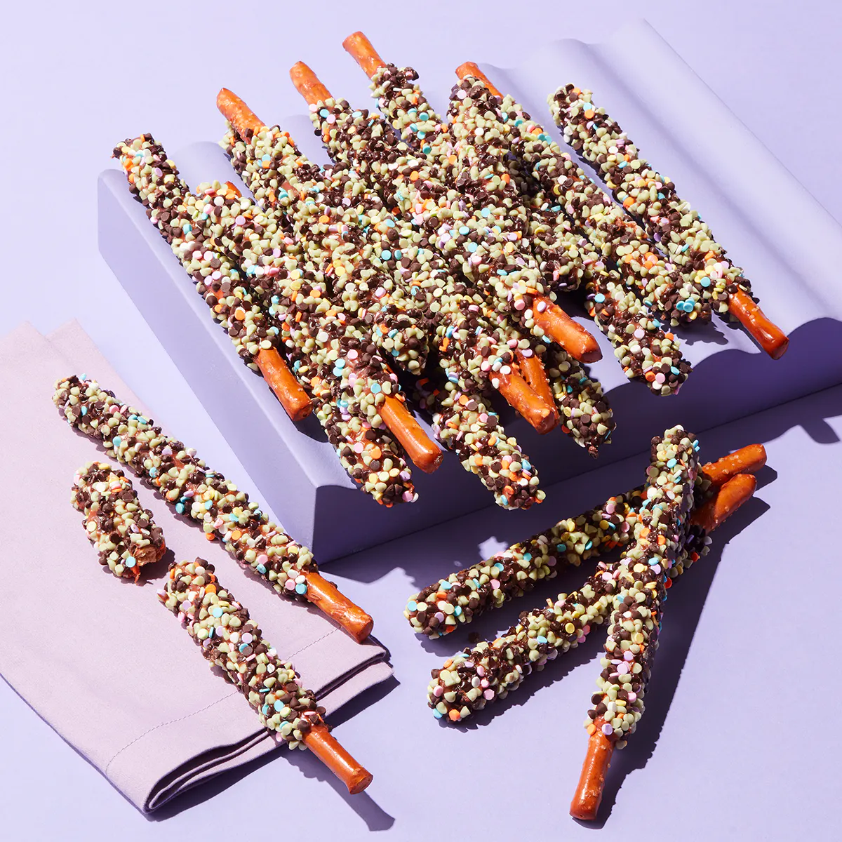 Easter Brownie Mint Pretzel Rods - 20 Pack by Mrs. Prindables Gourmet Caramel Apples