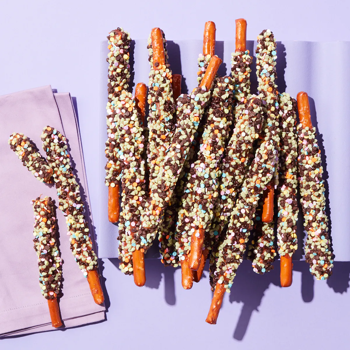 Easter Brownie Mint Pretzel Rods - 20 Pack by Mrs. Prindables Gourmet Caramel Apples - Alternate image 1