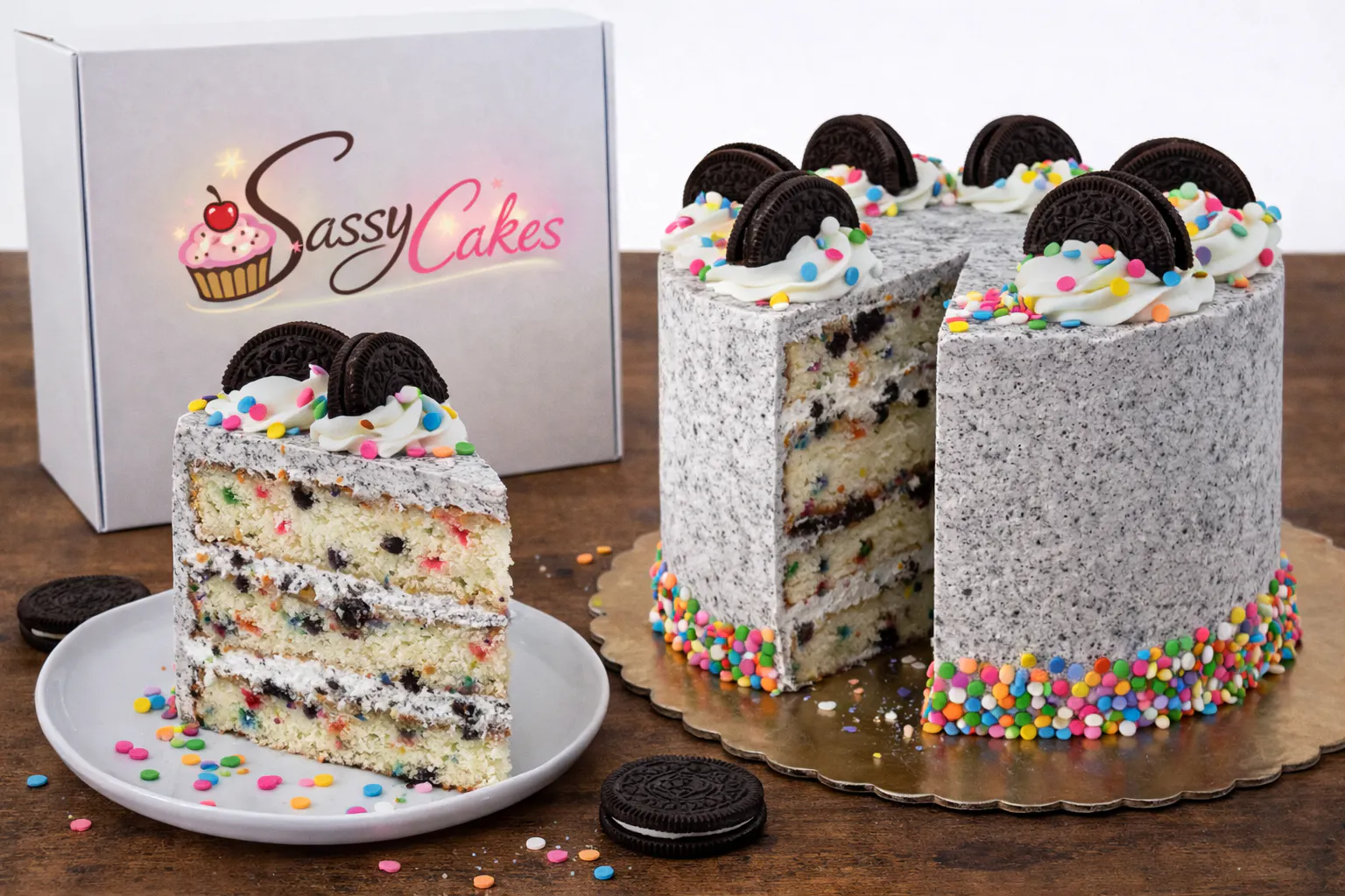 Sassy Cakes - Cookies & Cream Confetti Cake