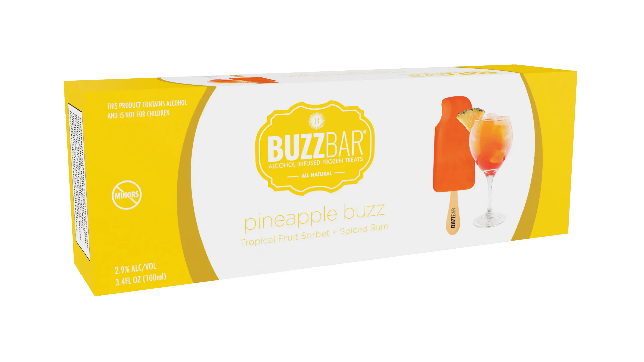 Pineapple Buzz Boozy Ice Pops - 12 Pack by Buzz Bar Ice Cream - Alternate image 1