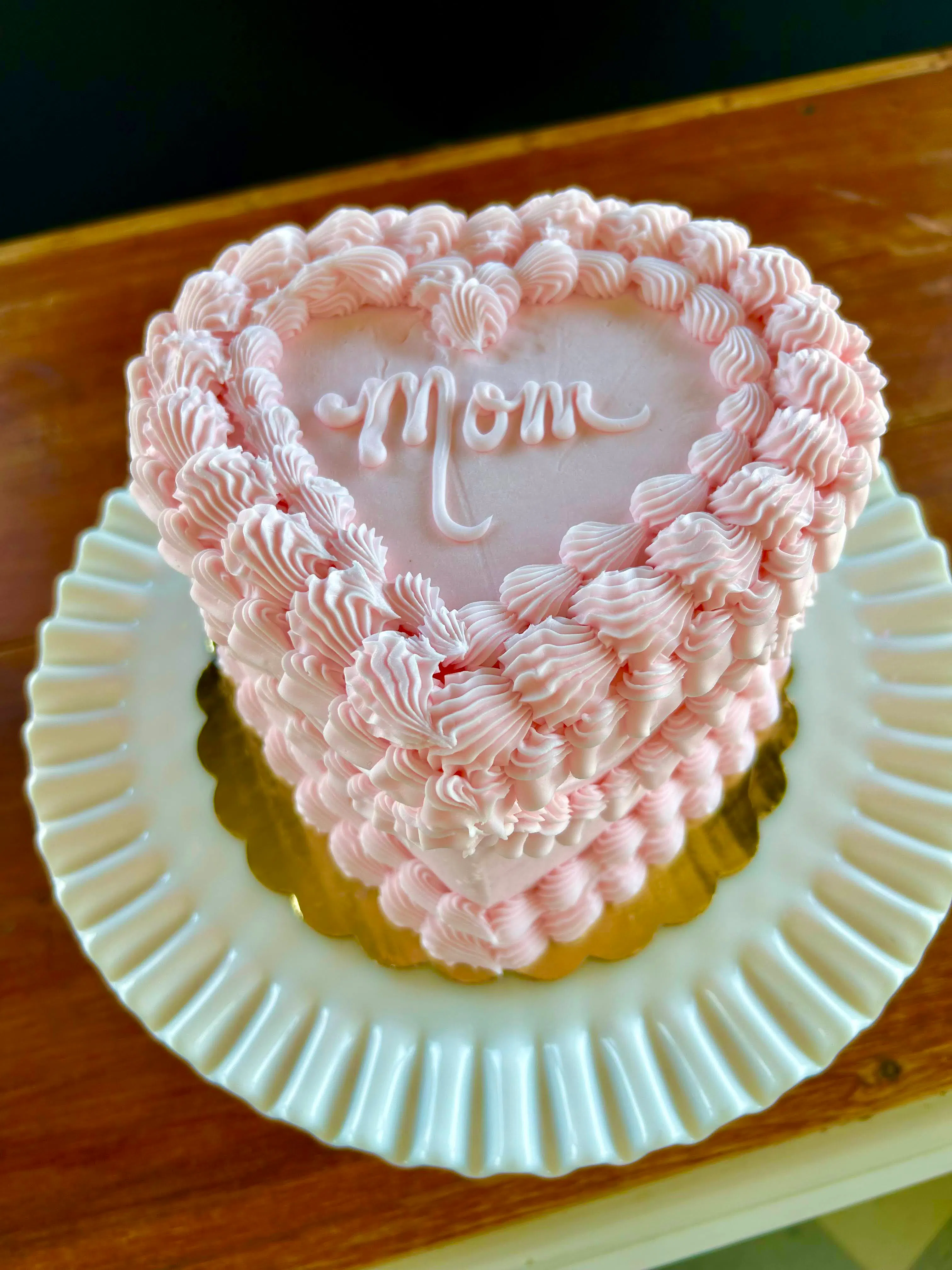 Mother's Day Heart-Shaped Cake by Blue Owl Bakery