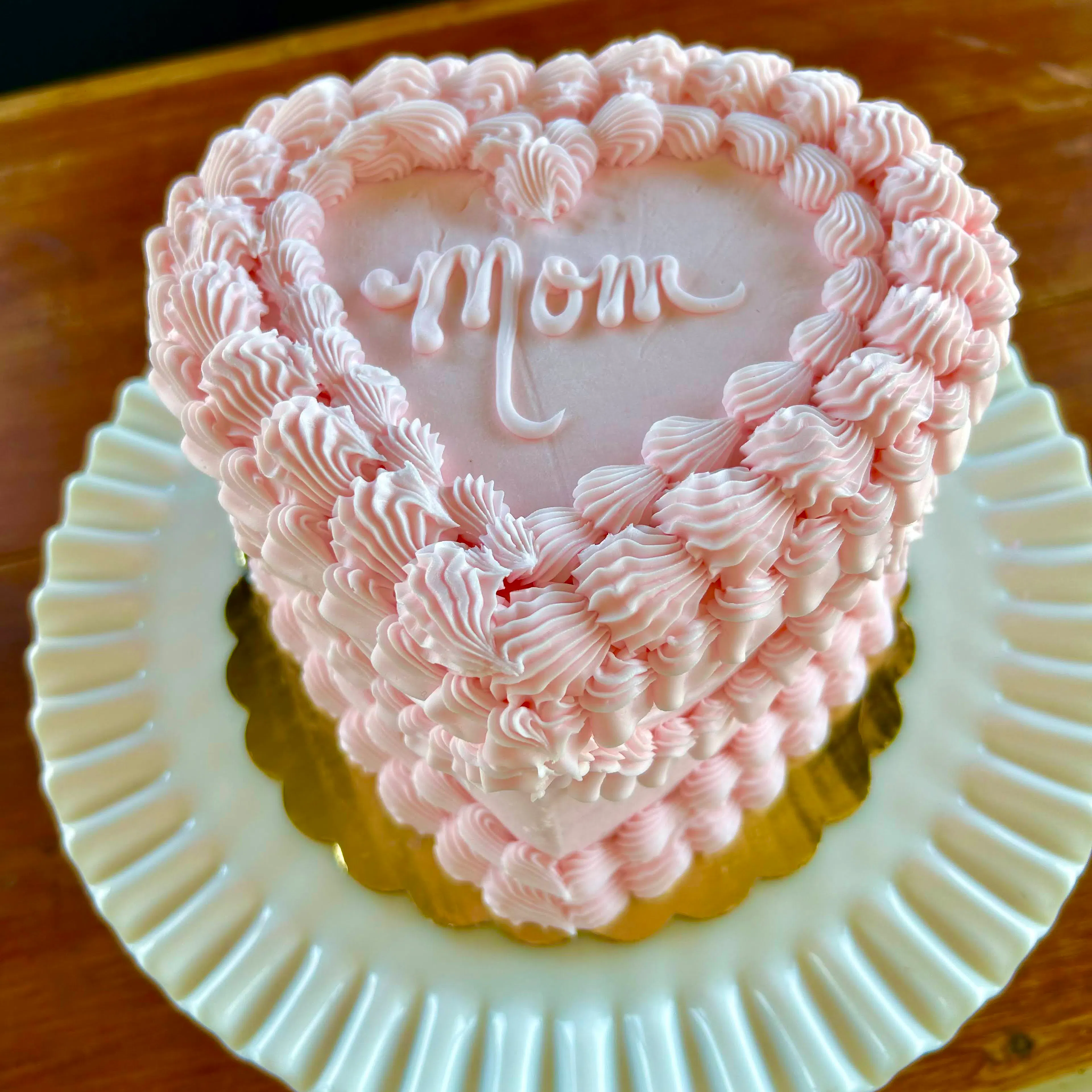 Mother's Day Heart-Shaped Cake by Blue Owl Bakery