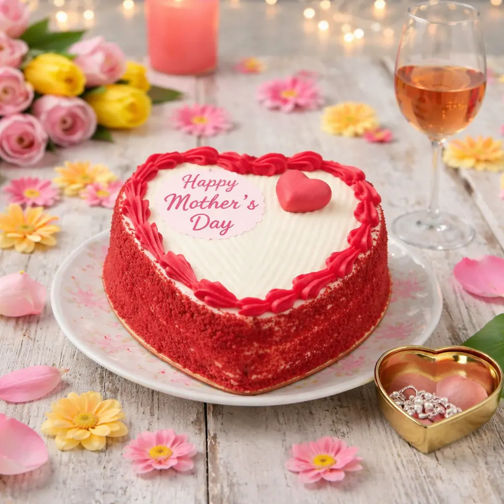 Mother's Day Heart Shaped Red Velvet Cake - 6" by Veniero's