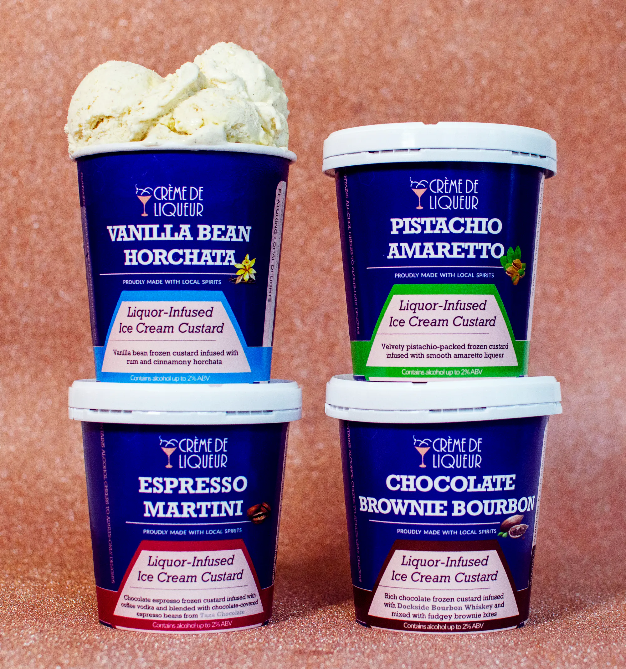 Boozy Frozen Custard "Must Haves" Collection - 4 Pints by Crème de Liqueur