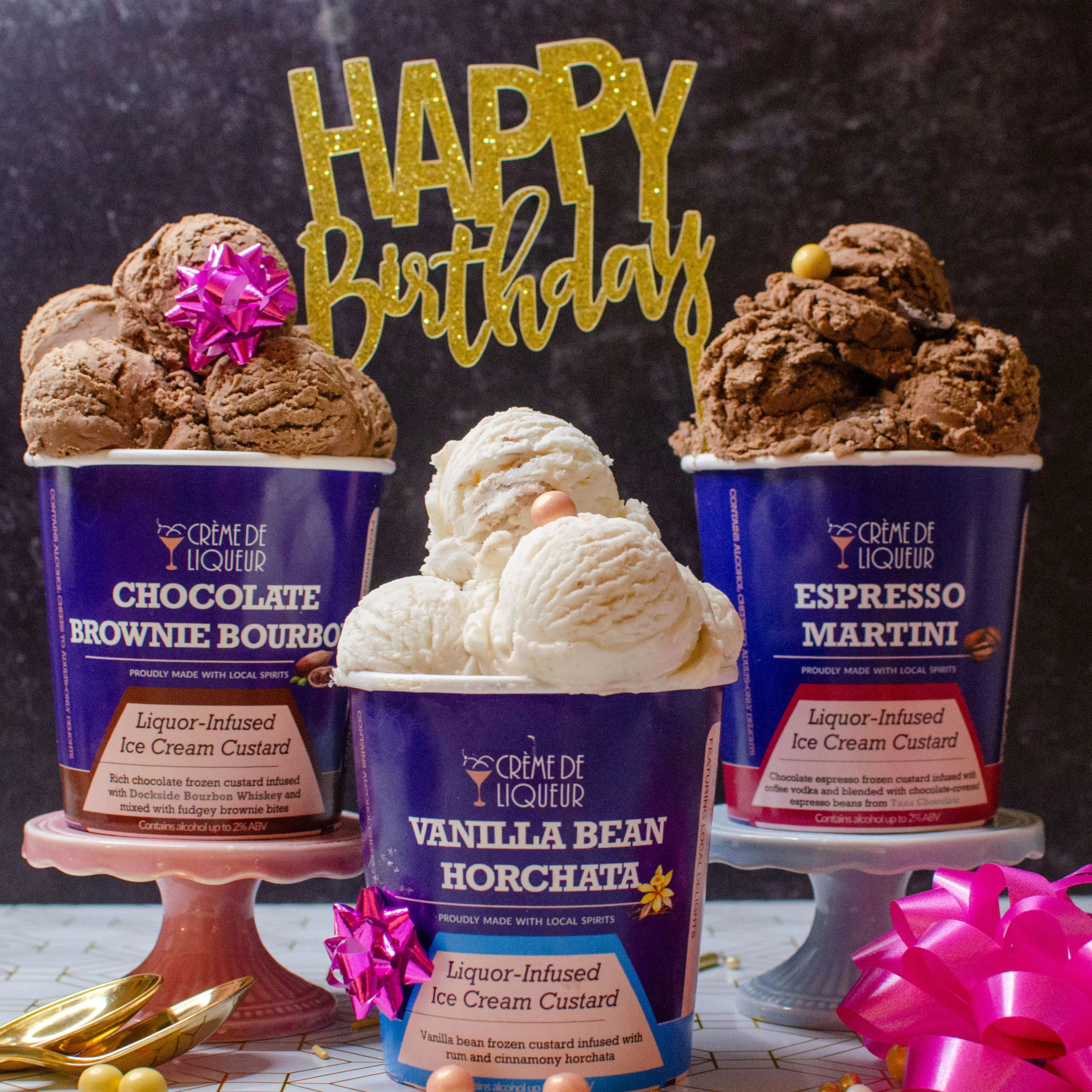 Boozy Frozen Custard Birthday Collection - 5 Pints by Crème de Liqueur
