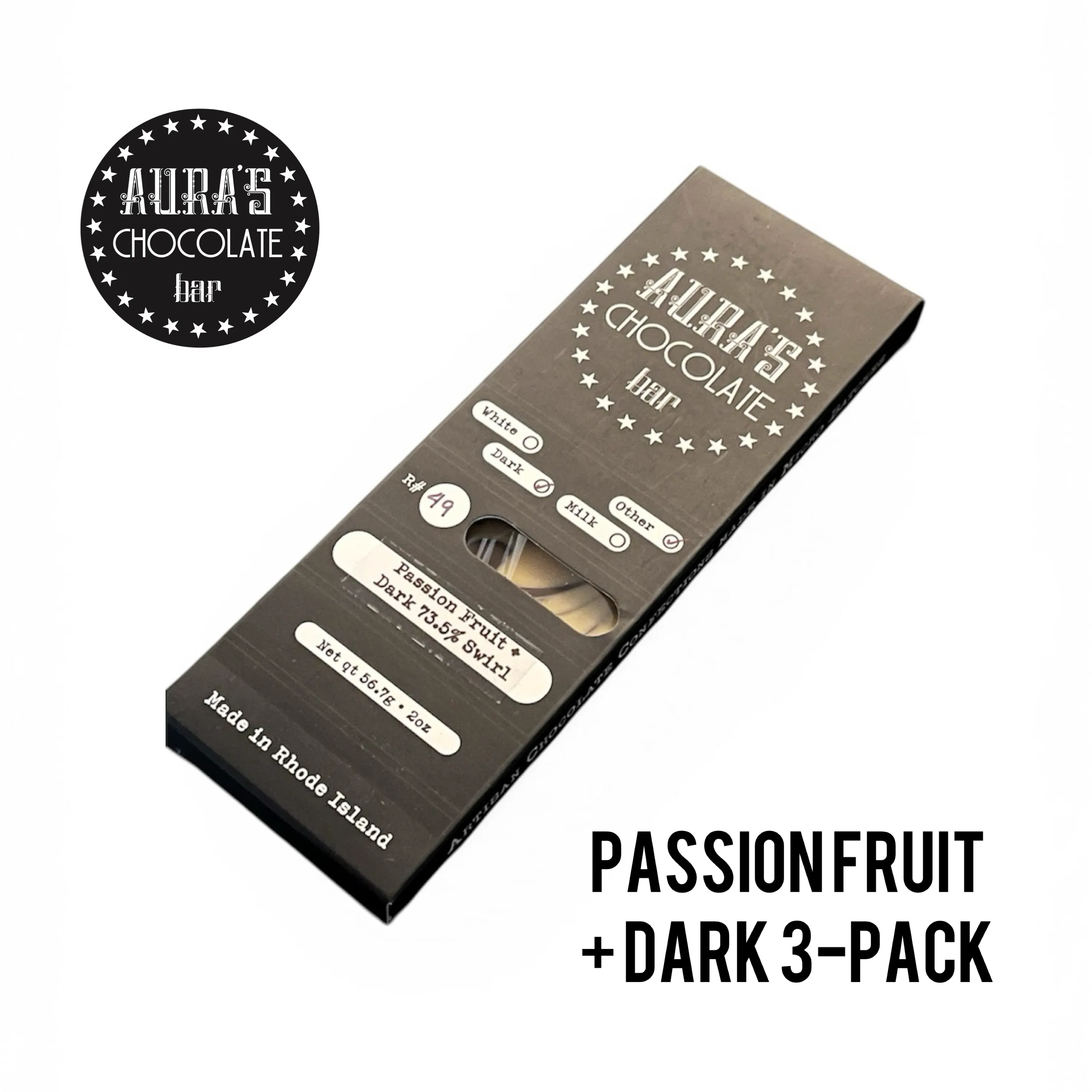 Signature Passion Fruit + Dark Swirl Chocolate Bars - 3 Pack by Aura’s Chocolate Bar - Alternate image 2