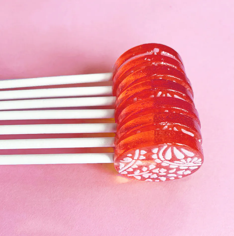 Strawberry Cream Fruity Lollipops with Candied Vanilla Frosting - 10 Pack by Popette of Pendulum - Alternate image 2