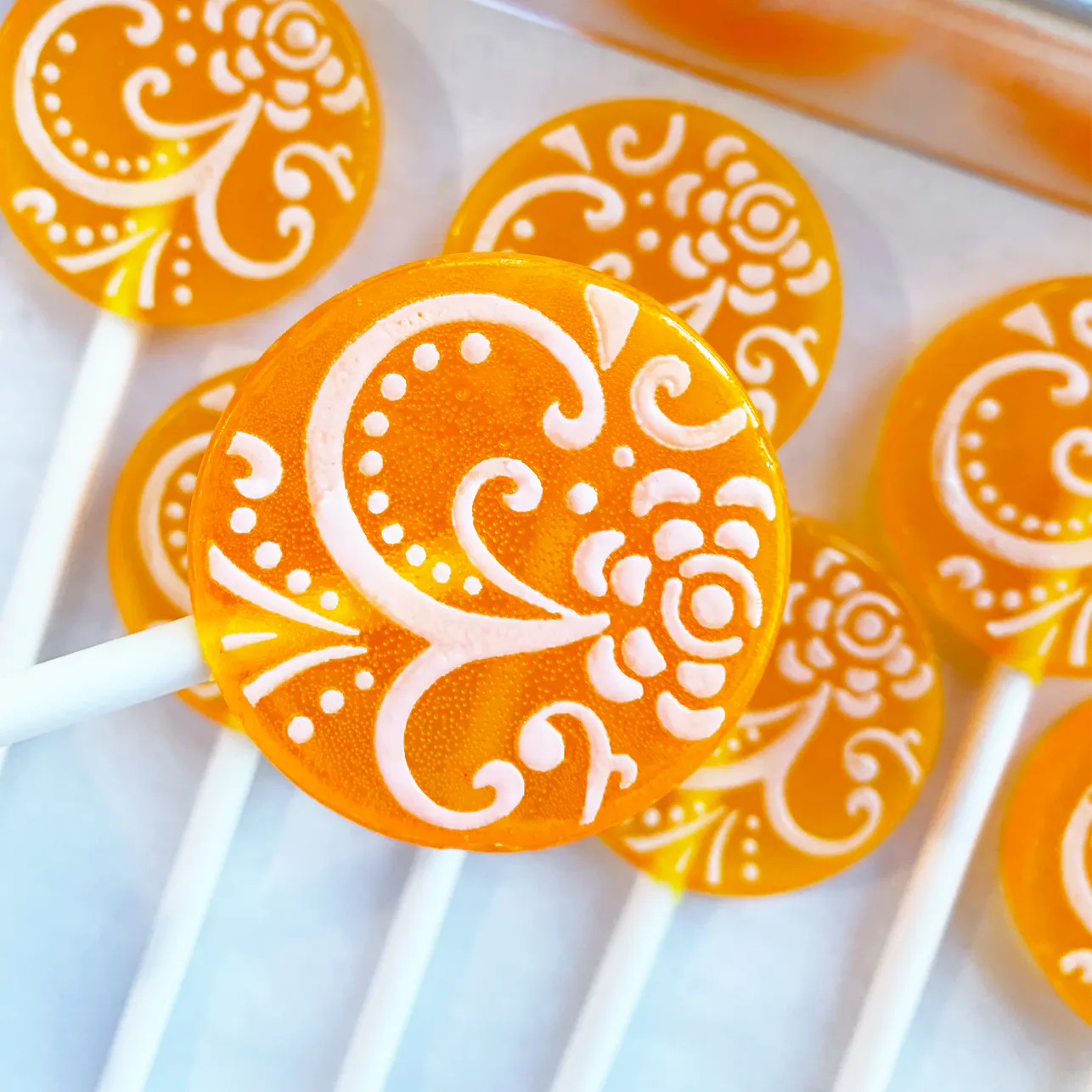 Mango Fruit Cream Lollipops with Candied Vanilla Frosting - 10 Pack by Popette of Pendulum - Alternate image 1